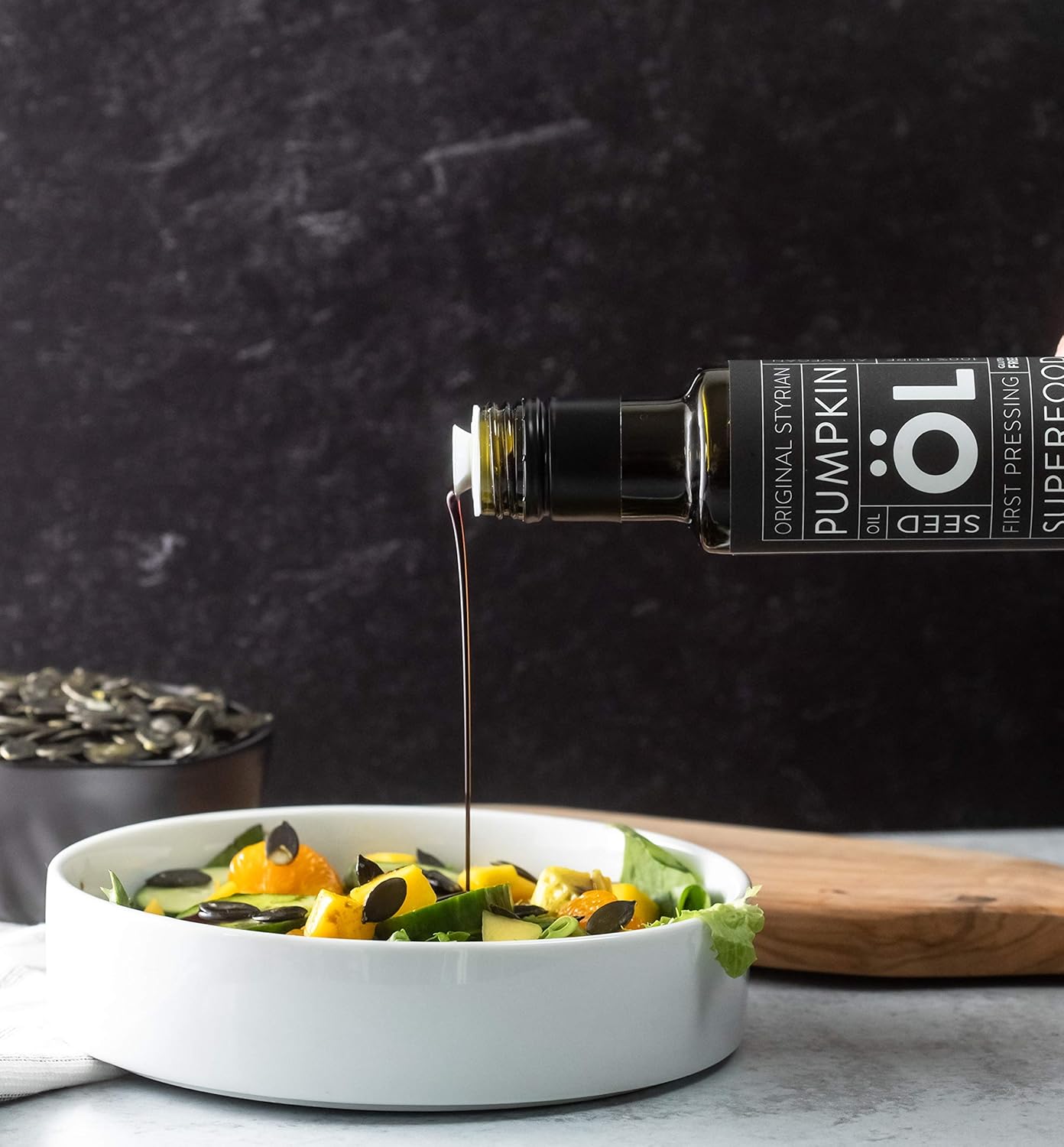 Schlacher & Söhne Styrian Pumpkin Seed Oil: 100% Pure, Cold Pressed, Non GMO, Gluten Free, Vegan, May Helps in Hair Growth, Made in Austria (8.4 FL OZ of 250 ml)