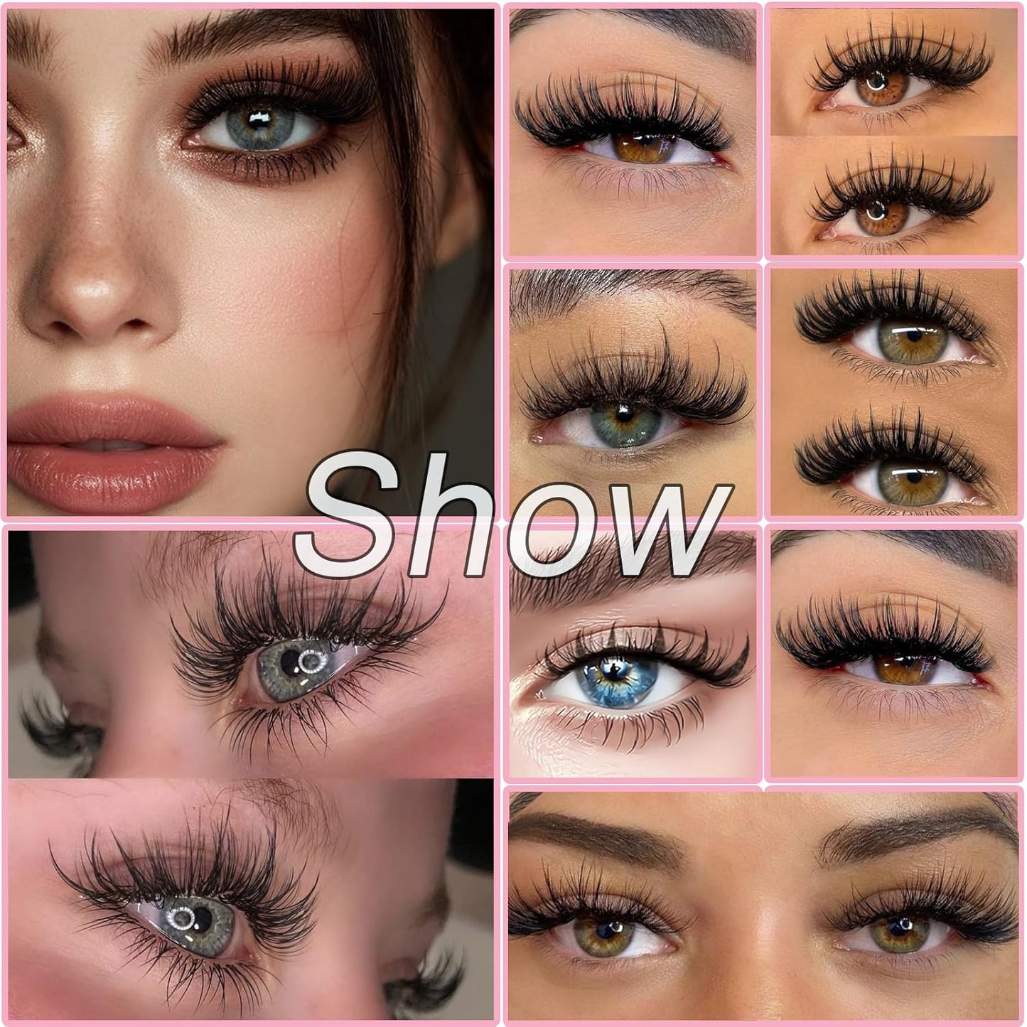 Lash Clusters Kit, Eyelash Clusters Individual Lash Extension Kit 480 Pcs D Curl Flufffy Wispy False Eyelashes Extensions Thin Band with Bond Seal Tweezers Brush Remover (40D+50D Kit 9-16mm)