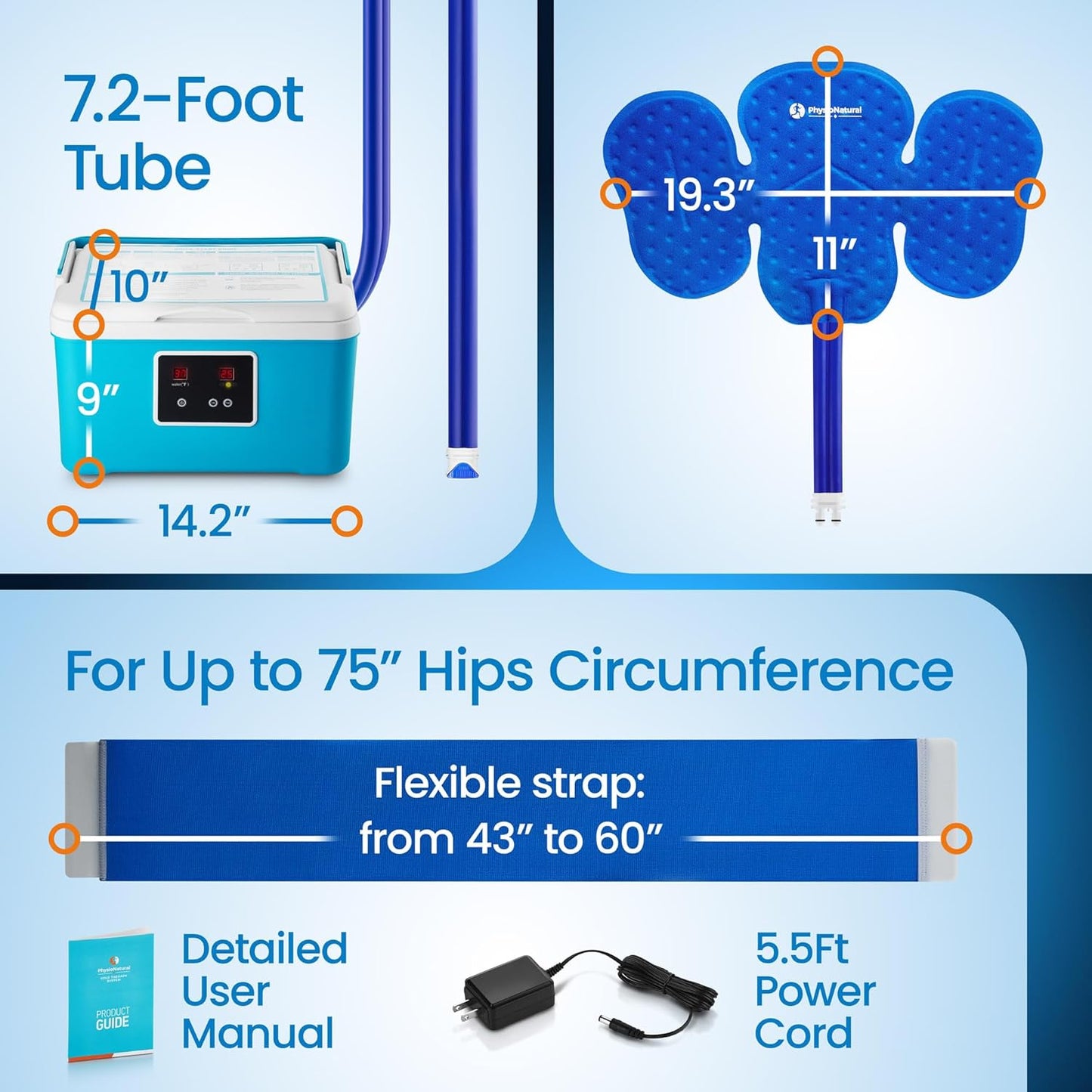 Cold Therapy System with Universal Pad for Hip, Back or Knee — Post-Surgery Care, Back Surgeries, Spinal Fusion, Hip Replacement, Osteoarthritis, ACL, MCL, Swelling, Sprains — Cryotherapy Freeze Kit
