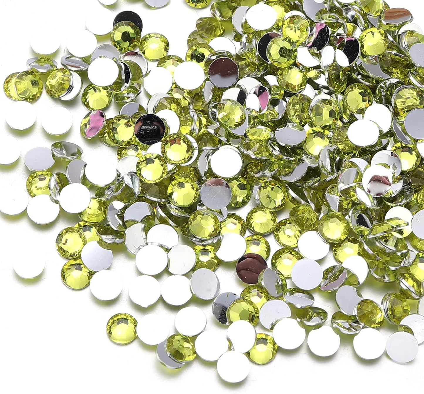 Multi Size 3mm 4mm 5mm Rhinestones Set for Nails Crafts Lemon Yellow Non Hotfix Rhinestones Nail Gems Rhinestone Round Flat Back Resin Rhinestone for Makeup Clothes Shoes Eyes Bottles Crafts