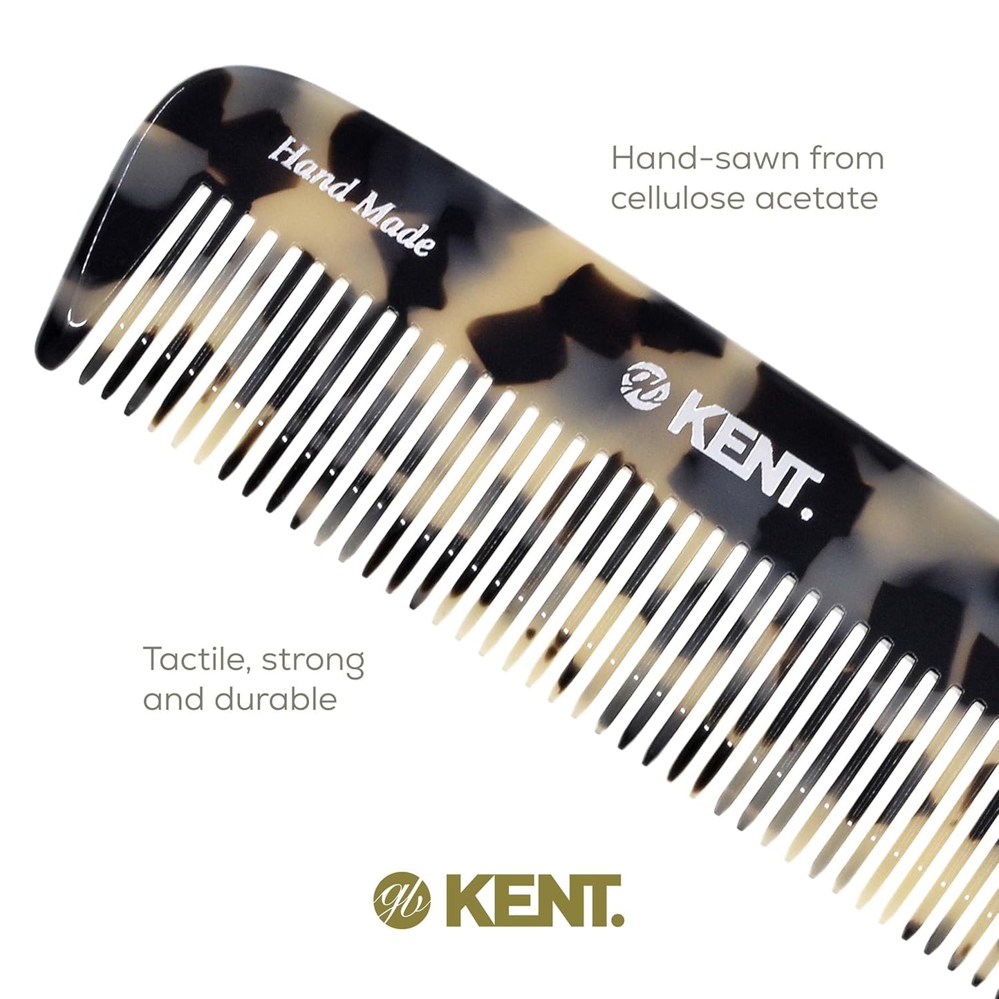Kent 12T TW Pocket Comb - Handmade Wide Tooth Hair Comb for Men, Women, and Kids - Travel, Beard, and Mustache Comb - Saw Cut and Hand Polished Made in England