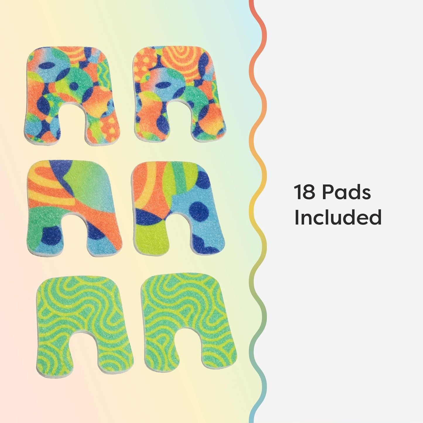 ZenToes Callus Pads | U-Shaped Design Moleskin Blister Pads | Self-Stick Adhesive Felt All Day Comfort Cushions for Calluses and Corns | Reduce Pressure and Friction | 18 Count (Motion Mosaic)