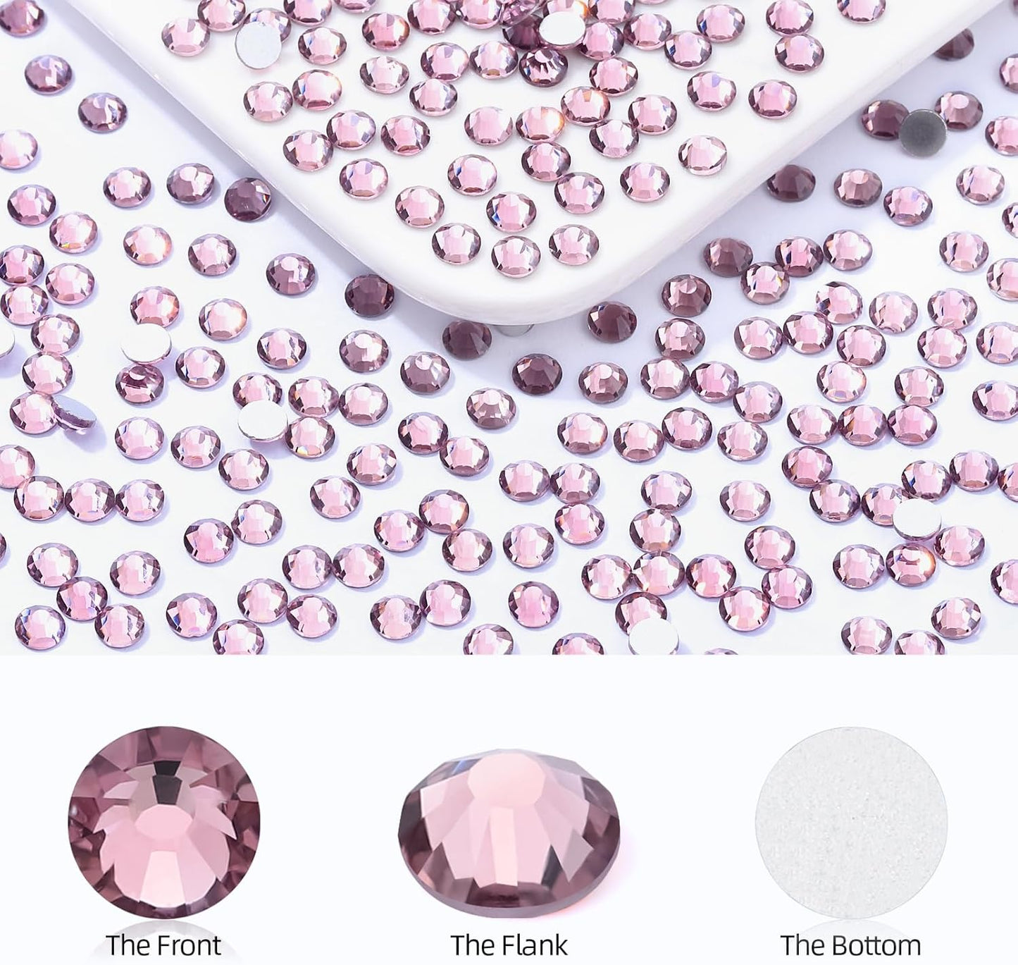 Light Amethyst Flatback Rhinestones, Glass Rhinestones for Nail Art and Craft, Glue Fix, Loose Crystal Gemstones(Lt.Amethyst, SS12, 2880pcs, 2.9-3.0mm)