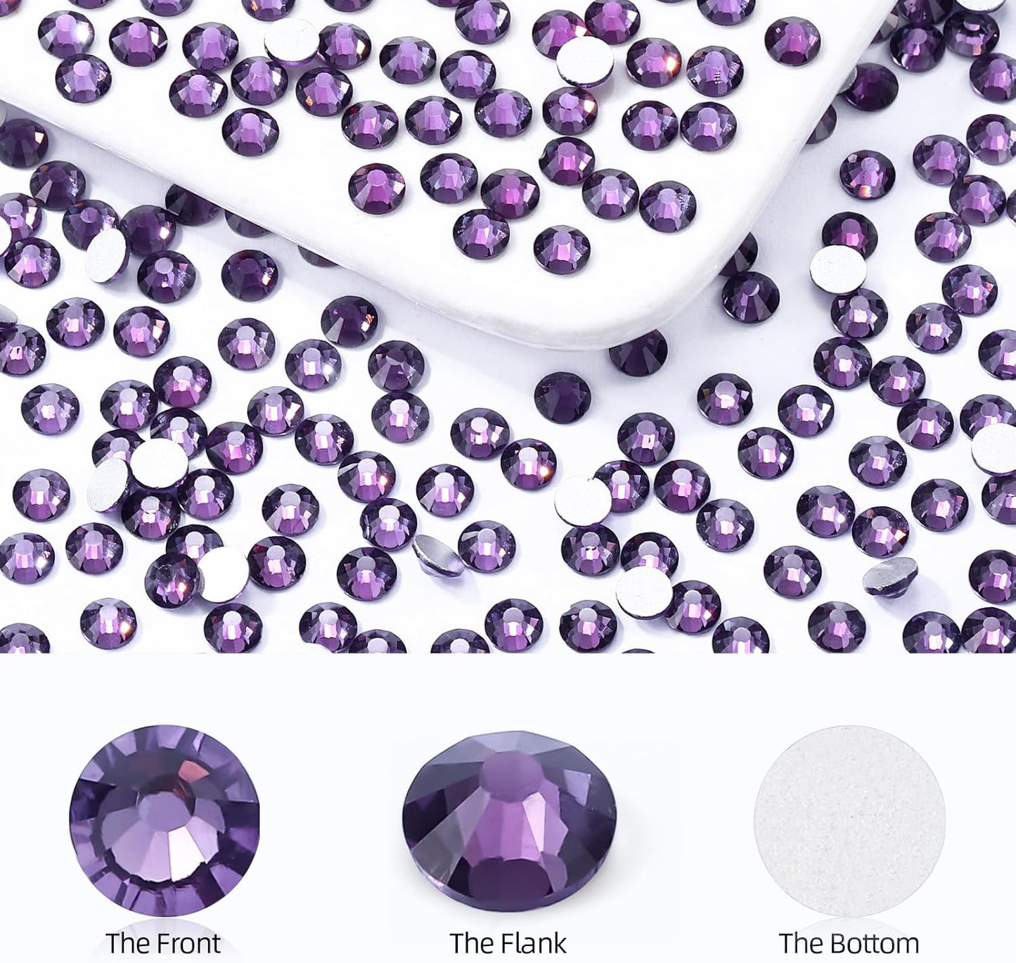 Tanzanite Flatback Rhinestones, Glass Rhinestones for Nail Art and Craft, Glue Fix, Loose Crystal Gemstones(Tanzanite, SS30, 288pcs, 6.4-6.6mm)