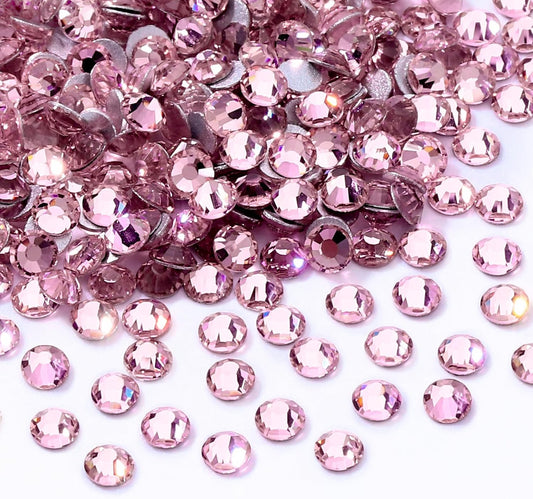 Pink Flatback Rhinestones, Glass Rhinestones for Nail Art and Craft, Glue Fix, Loose Crystal Gemstones(Pink, SS8, 1440pcs, 2.3-2.5mm)