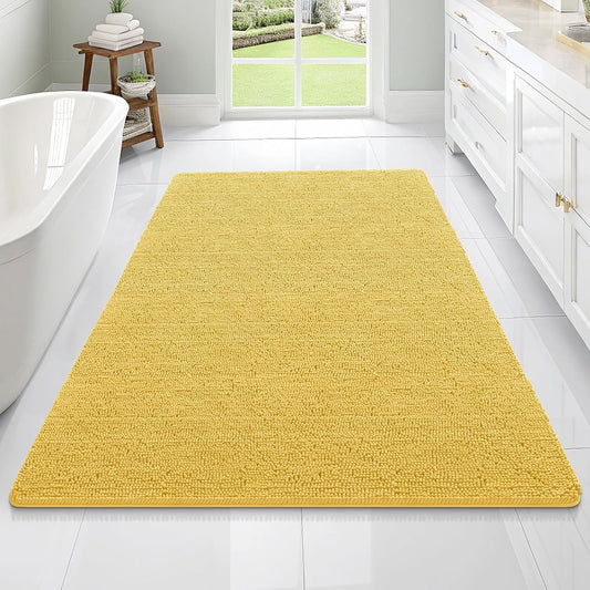OLANLY Bathroom Rugs 70x46, Extra Soft Absorbent Chenille Bath Rugs, Rubber Backing Quick Dry, Machine Washable Bath Mats for Bathroom Floor, Tub and Shower, Home Decor Accessories, Yellow