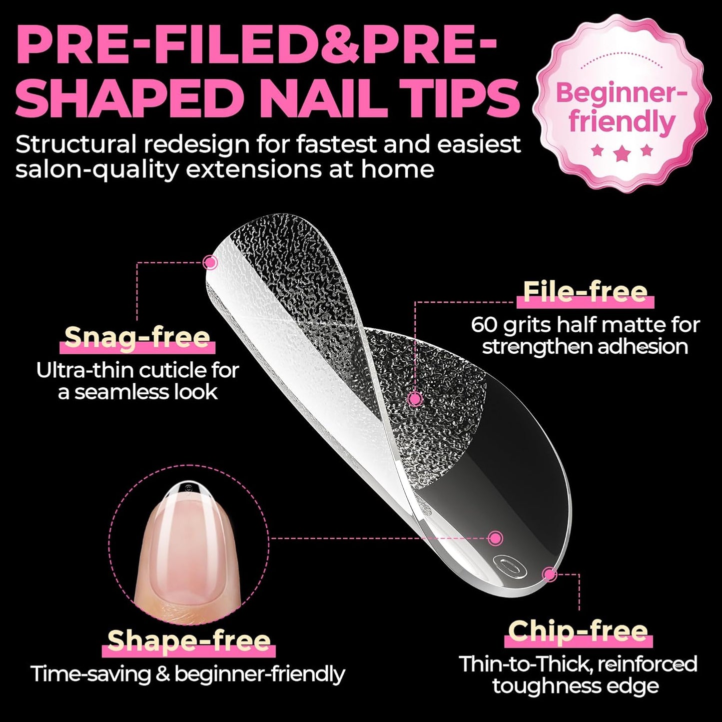 UNA GELLA Extra Short Almond Nail Tips Full Cover 504PCS Gel Nail Tips Short Almond Shaped Nails Tips Soft Gelly Gel Clear Fake Nails Tip for Acrylic Nail Tip Soak Off Home DIY Salon Nails 12 Sizes