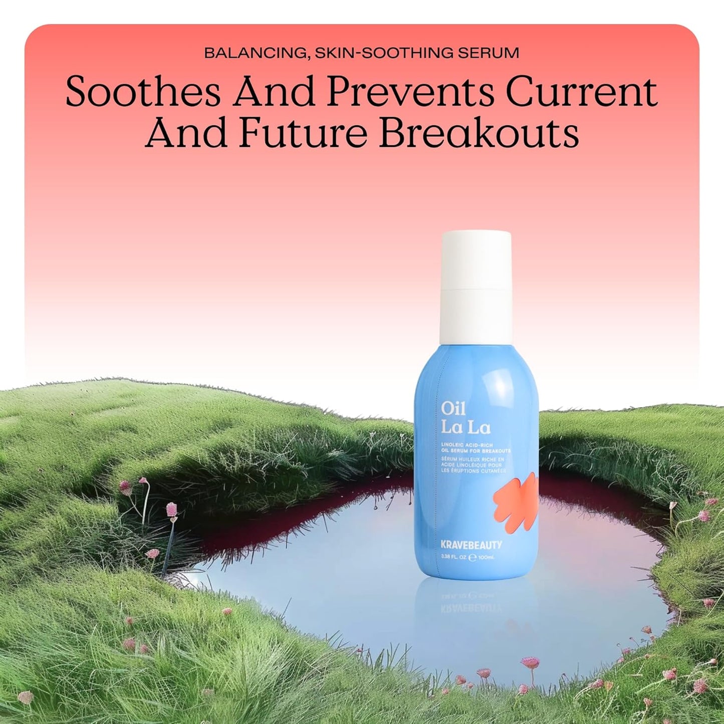 KraveBeauty Jumbo Oil La La, Linoleic Acid-Rich Oil Serum For Breakouts & Clogged Pores, Contains Non-Comedogenic Oils, Improves Dark Spots & Scars, Vegan & Cruelty Free, 3.38 fl oz