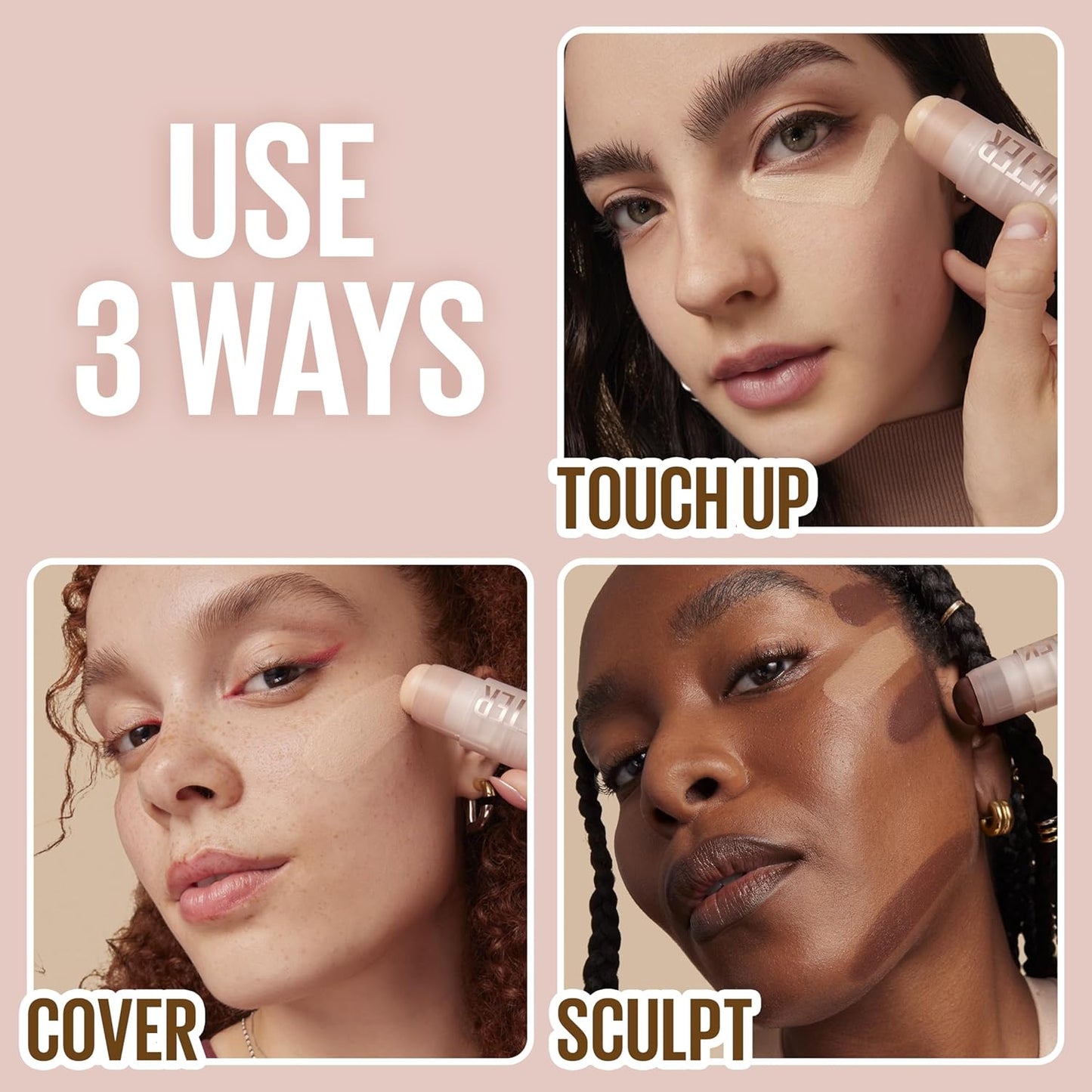 Maybelline Lifter Stix Multi-Use Face Stick - Contour, Bronzer, Concealer and Foundation Stick, All-In-One Creamy Face Makeup with Cranberry Seed Oil, 65, 1 Count