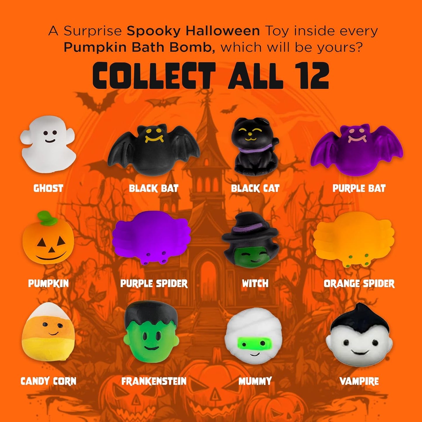 Halloween Bath Bomb for Kids with Surprise Halloween Toys Inside - Large Pumpkin Bath Bombs for Kids, Boys & Girls – Spooky Boo Basket Stuffers for Kids - Made in USA Bubble Bomb by Two Sisters