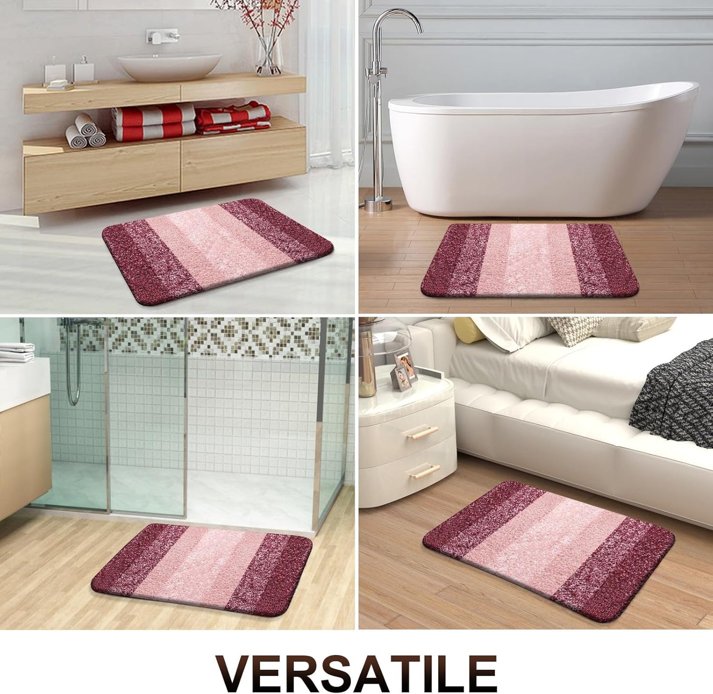 OLANLY Bathroom Runner Rugs 54x24, Extra Soft Absorbent Microfiber Bath Rugs, Rubber Backing, Quick Dry, Machine Washable Bath Mats for Bathroom Floor, Tub and Shower, Home Decor Accessories, Red