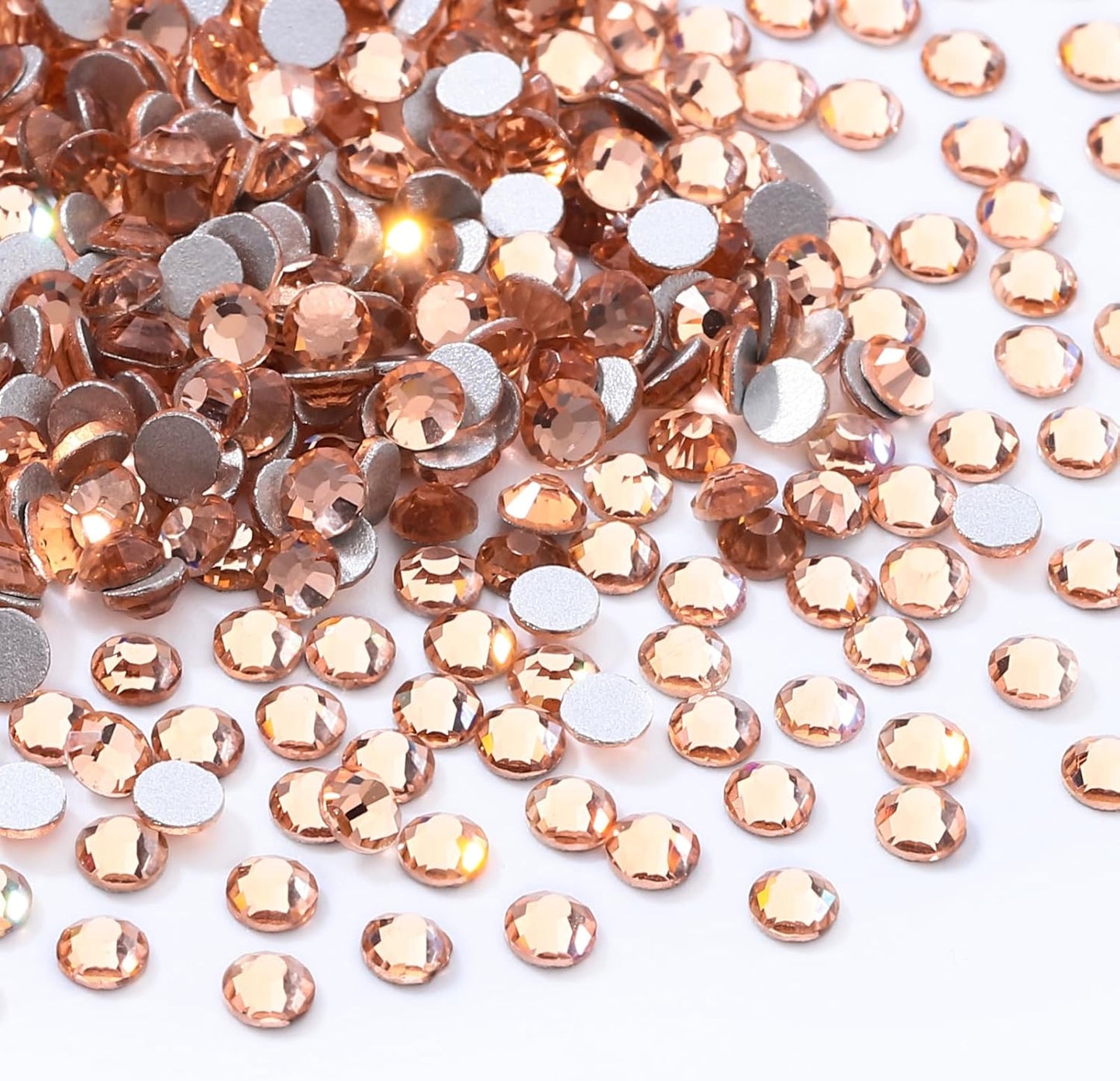 Champagne Flatback Rhinestones, Glass Rhinestones for Nail Art and Craft, Glue Fix, Loose Crystal Gemstones(Champagne, SS6, 1440pcs, 1.9-2.0mm)