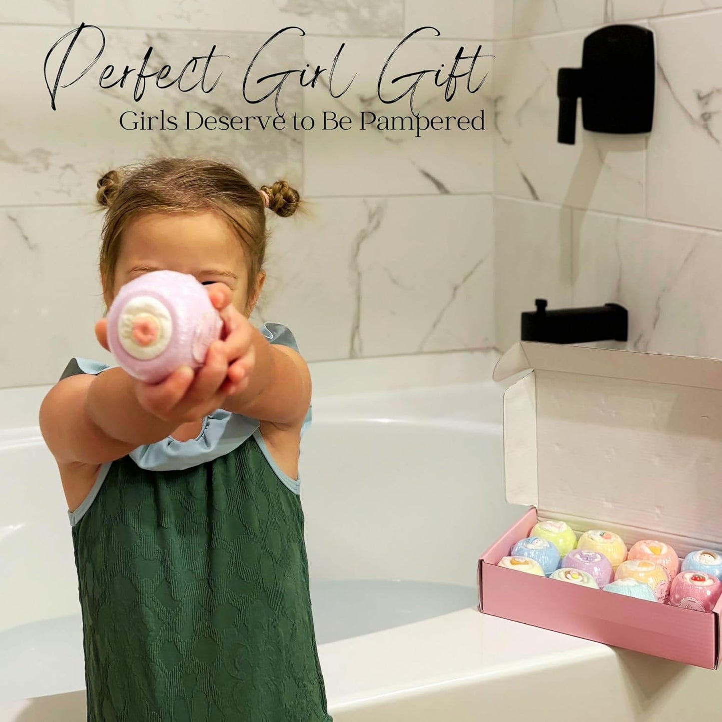 EvolutionUSA 12pc Bloom Bath Bombs with Toys, Adorable Girl Bath Bomb Set, Bubbly Kids Bathbombs, Fizzy Bath Ball, Kids Bath Bombs for Girls, Childrens Bath Bomb Set Birthday, Christmas, Easter