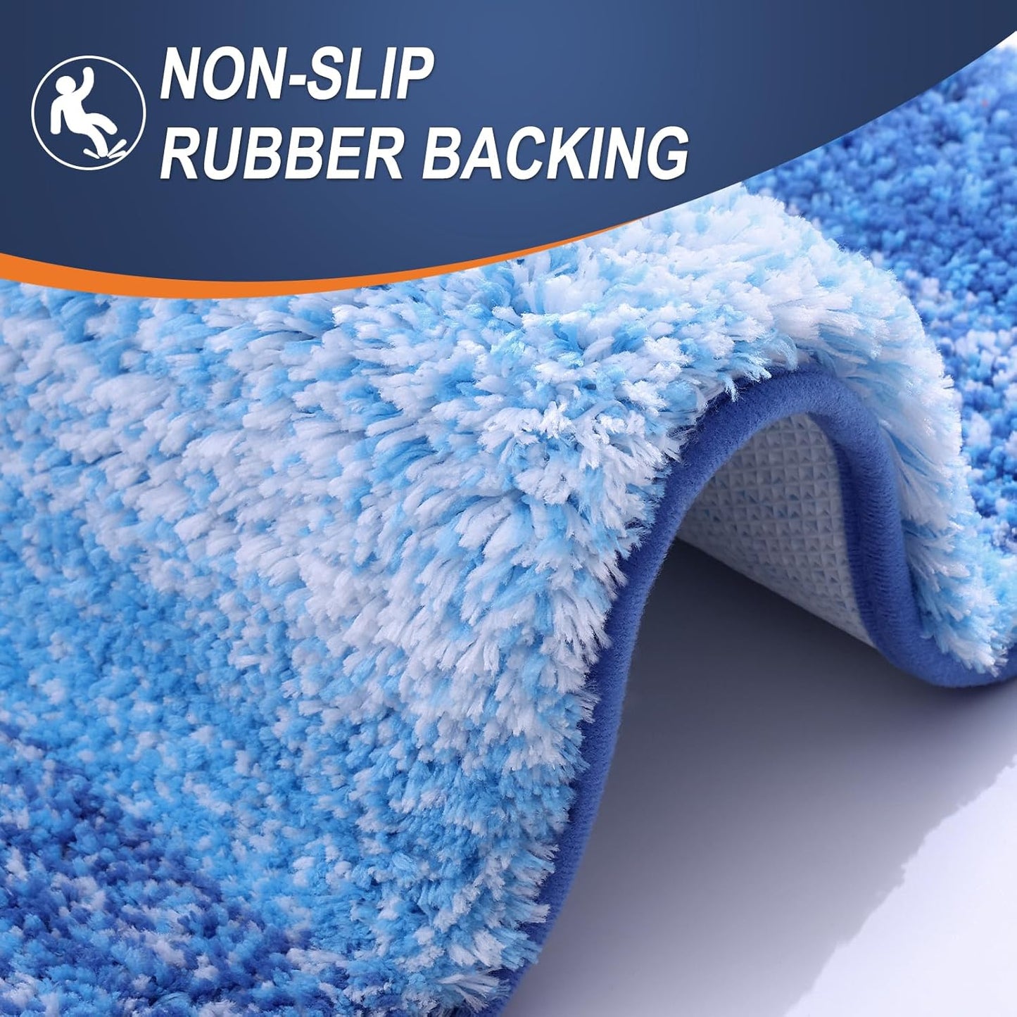 OLANLY Bathroom Runner Rugs 44x24, Extra Soft Absorbent Microfiber Bath Rugs, Rubber Backing, Quick Dry, Washable Bath Mats for Bathroom Floor, Tub and Shower, Home Decor Accessories, Light Royal Blue