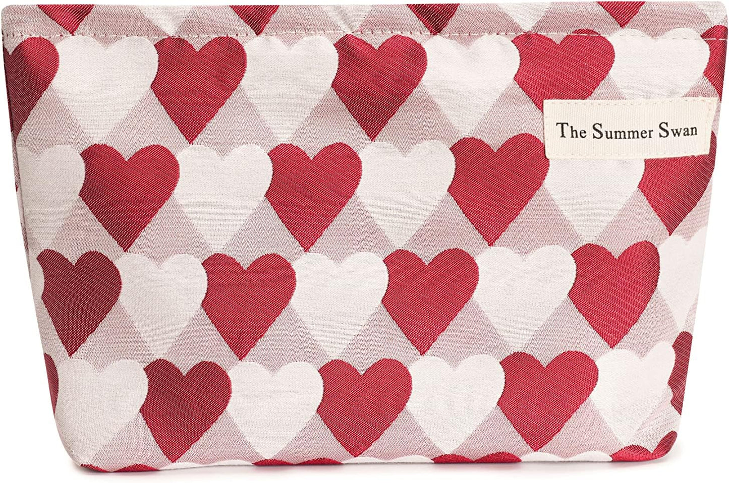 Summer Swan Large Floral Mid-day Clutch Period Kit Hygiene Skincare Cute Makeup Bag (Valentine Hearts Red)