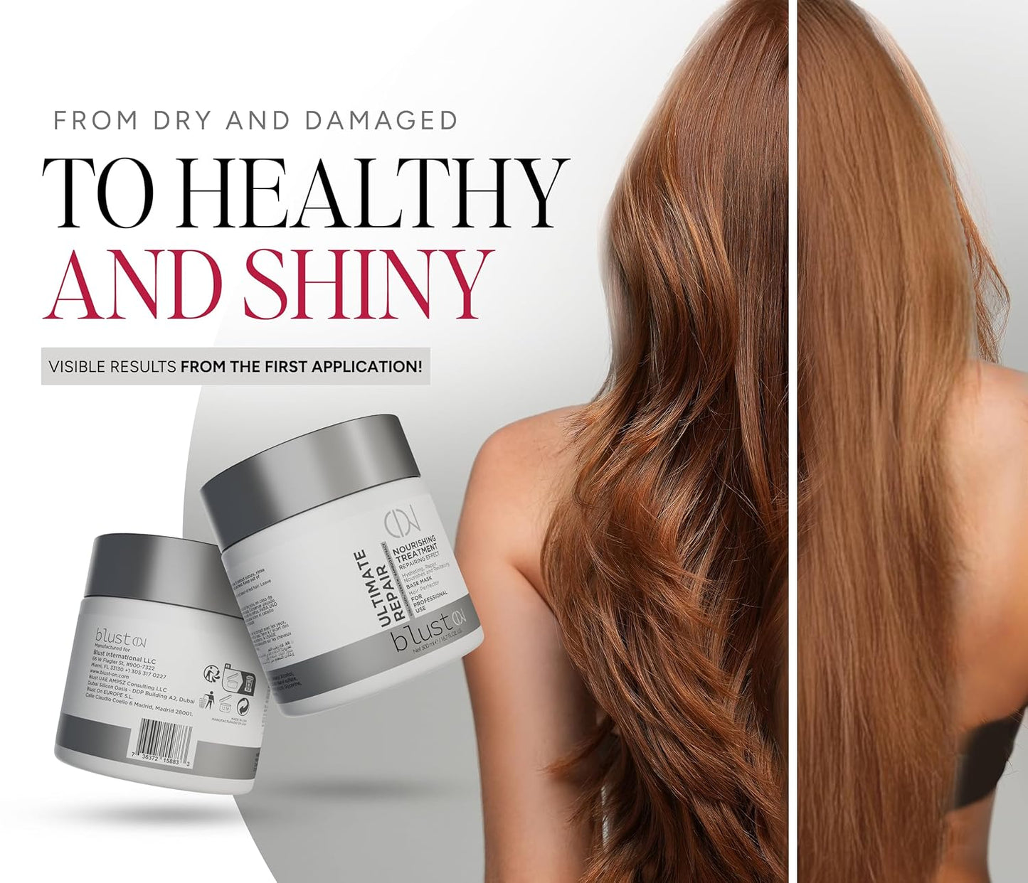 Ultimate Repair Mask with Collagen & Keratin for Damaged Hair - Hydration Deep Treatment for Dry Hair - Frizz Control & Nourishment Mask with Bamboo & Avocado Oil 500Ml