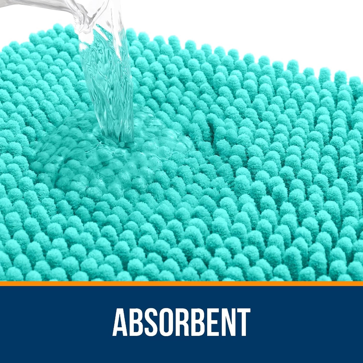 OLANLY Bathroom Rugs 44x24, Extra Soft Absorbent Chenille Bath Rugs, Rubber Backing Quick Dry, Machine Washable Bath Mats for Bathroom Floor, Tub and Shower, Home Decor Accessories, Teal