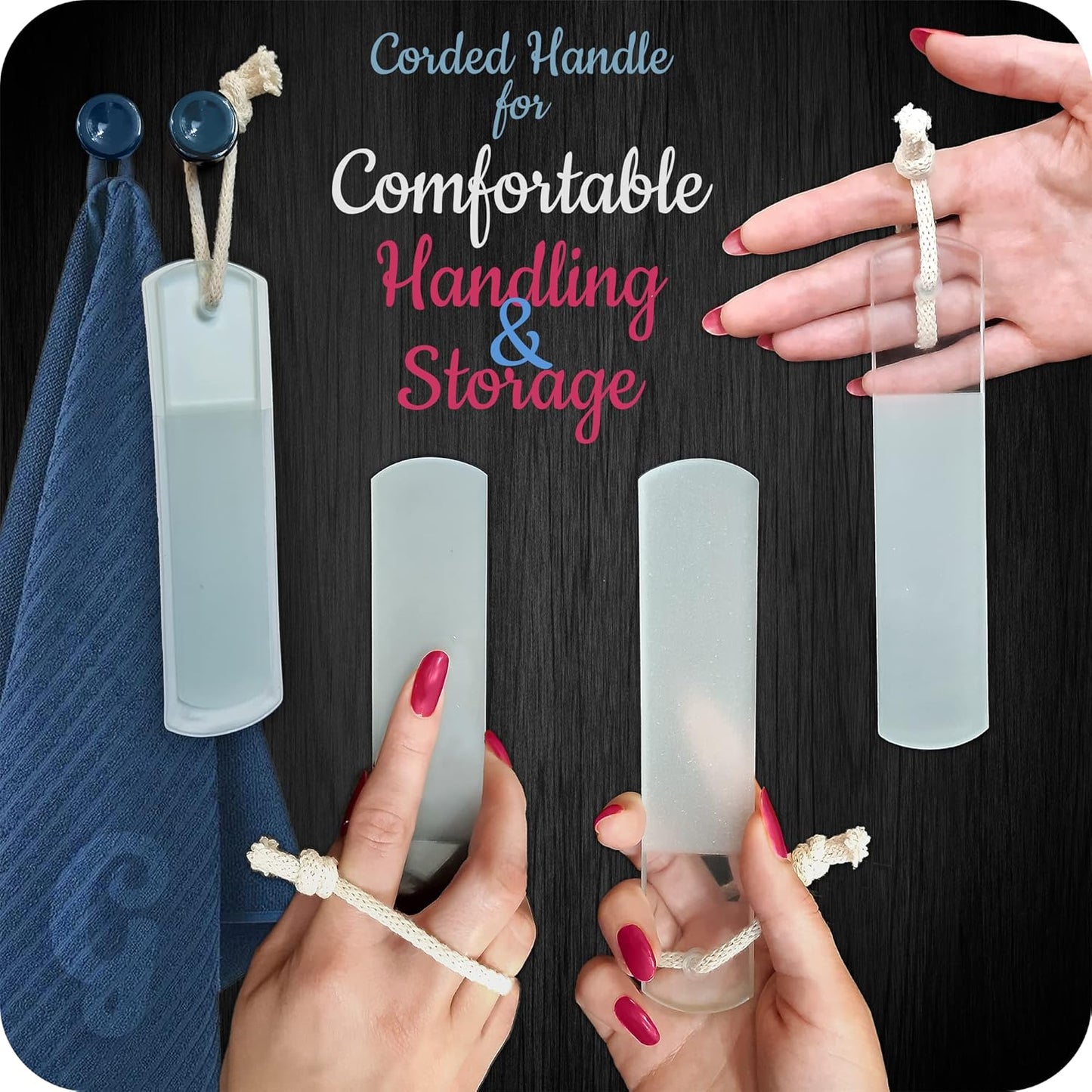 Genuine Czech Glass Foot File - Two-Sided Different Grit Surface, Gentle Callus Remover, Pedicure & Spa Rough Skin Scrubber, Professional Toenail and Heels Care, EU Quality, Large Size