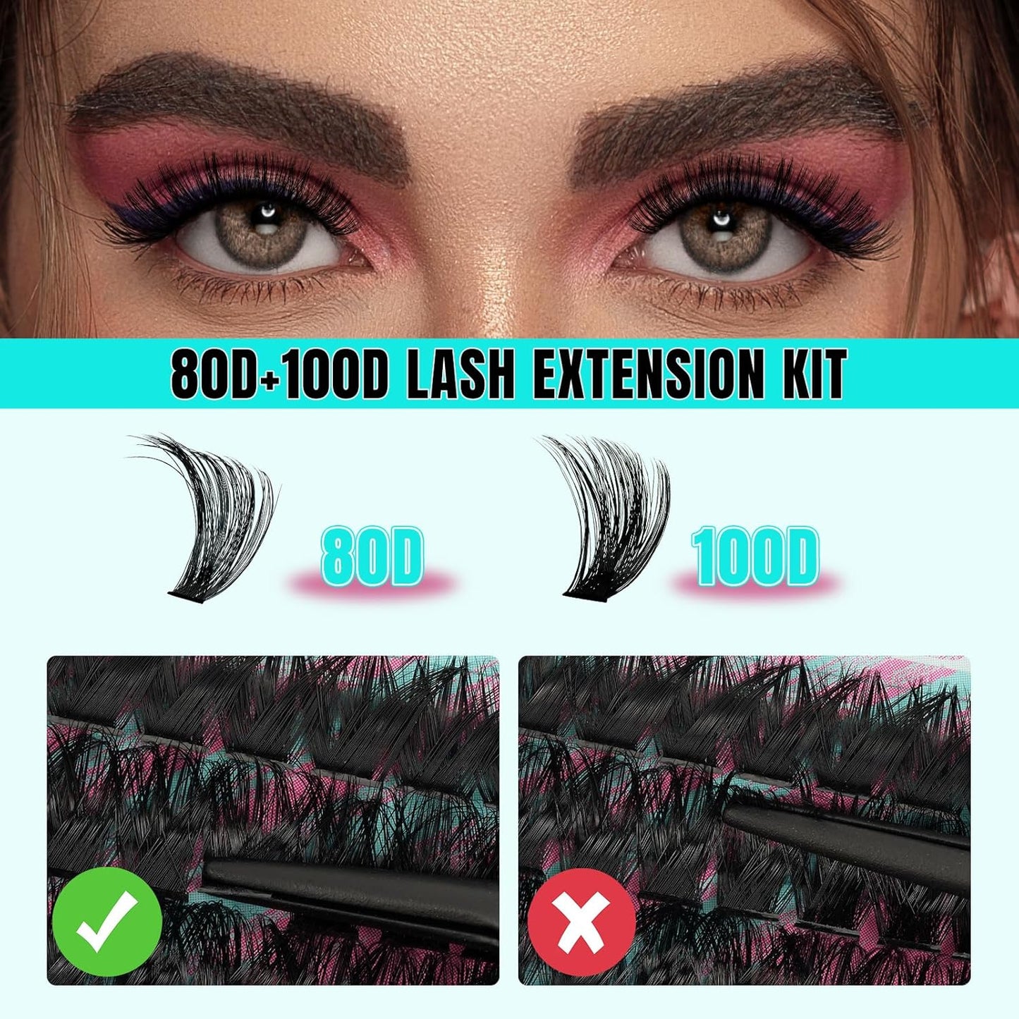 Lash Clusters 320Pcs 80D 100D Eyelashes Cluster D Curl Individual Wispy Lashes Cluster for DIY Cluster Eyelash Extensions at Home for Beginners (Mix10-16mm)