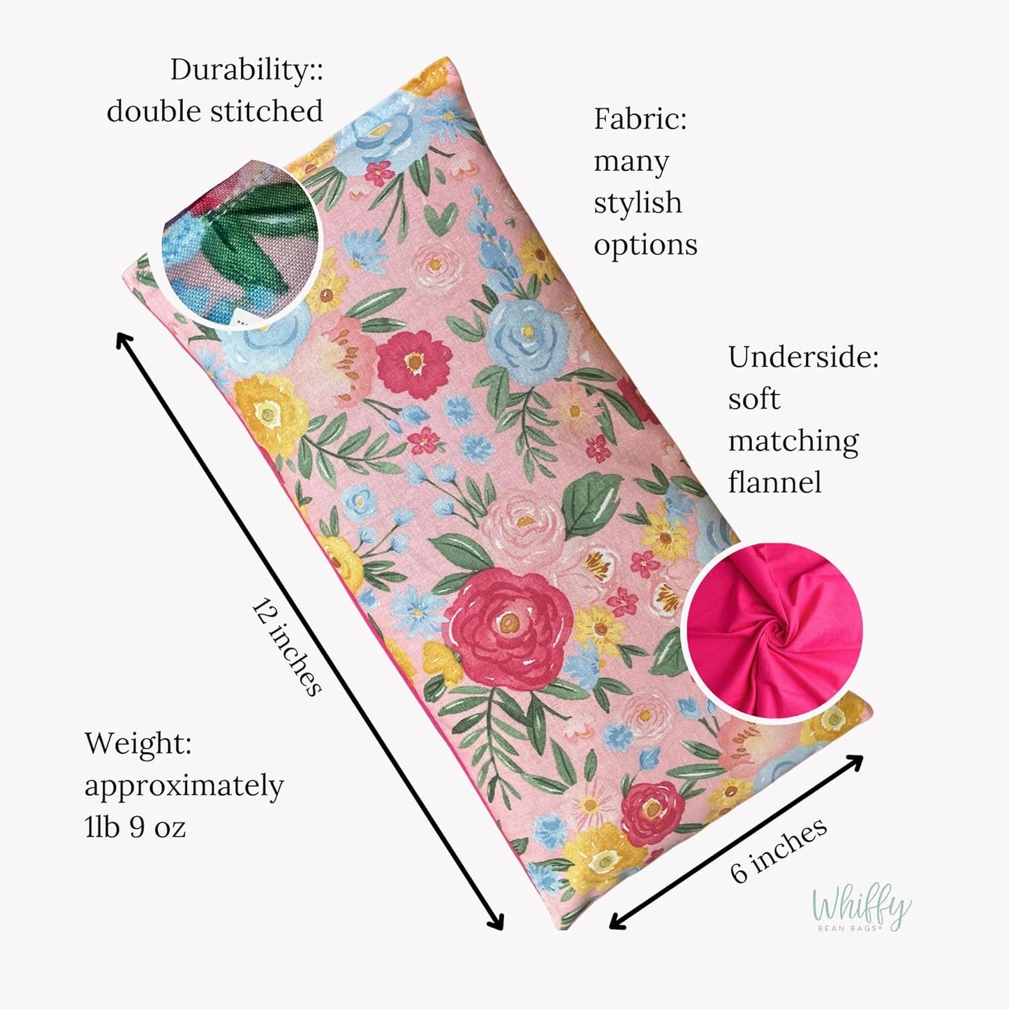 Large Microwave Heating Pad with Flax Seed, Scented or Unscented, Good For Back Pain or Cramps, Moist Heat Therapy or Ice Pack, Microwavable Bean Bag, 6" x 12" (Patchwork, Peppermint)