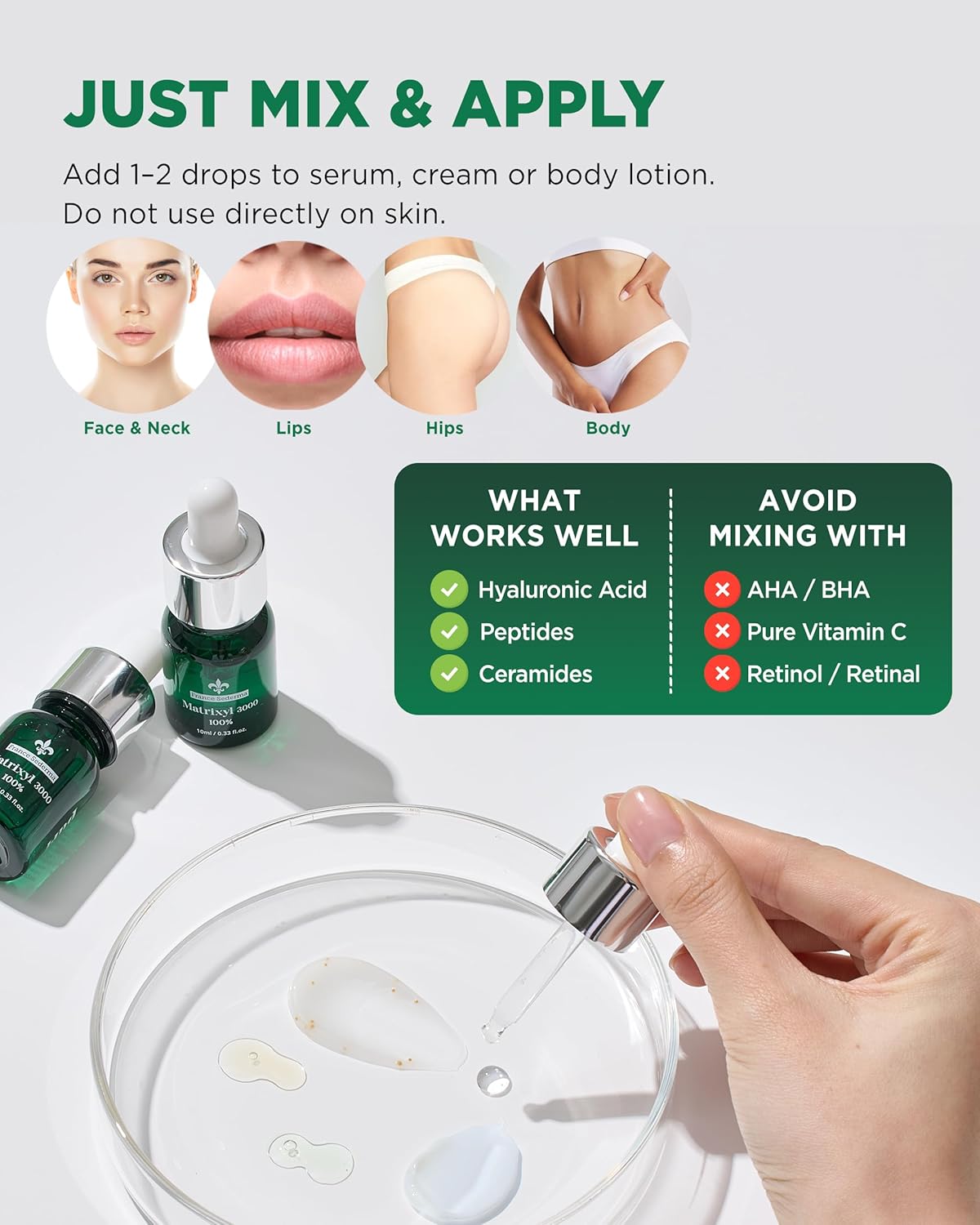 Matrixyl 3000 100% Serum Skincare – Pure Peptide Complex Anti-Aging Facial Ampoule from France Sederma, Collagen Boosting Wrinkle Treatment, Perfect for Layering & DIY, 0.33 fl.oz (10ml) 3 Pack