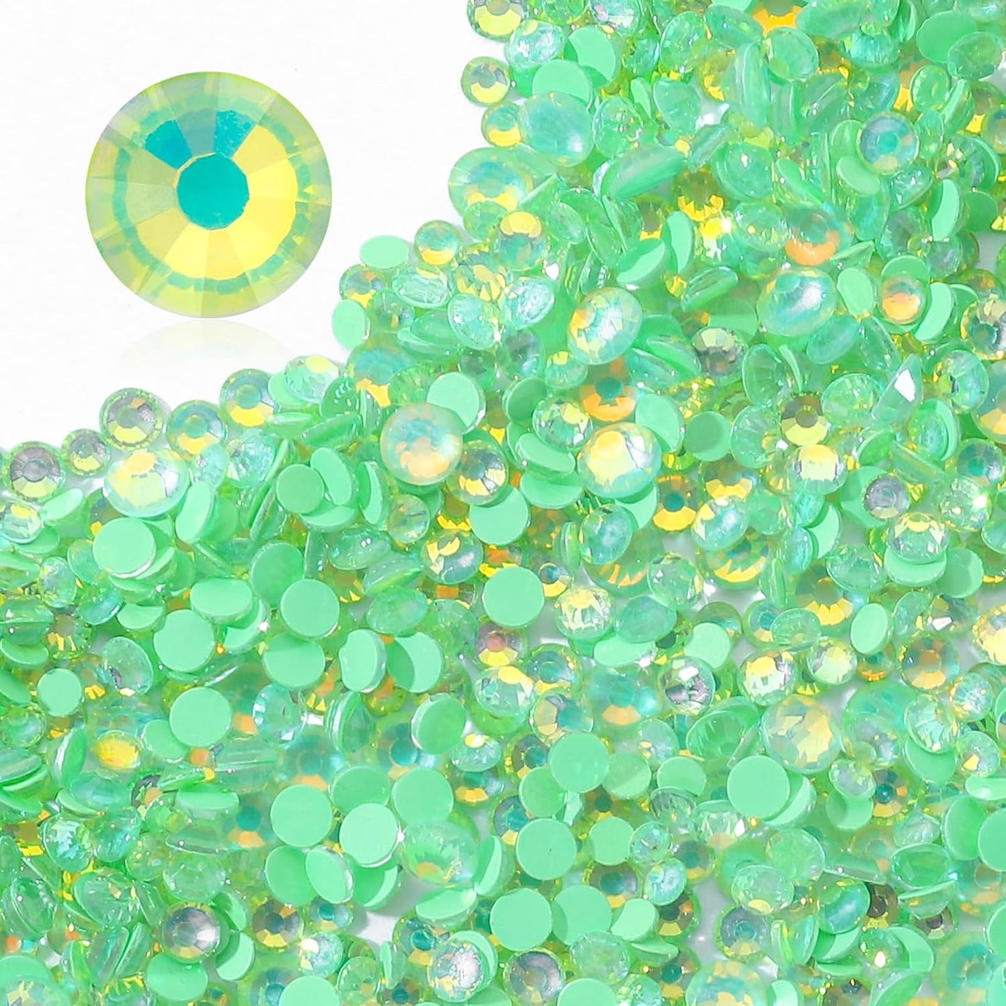 F Green Flatback Rhinestones, Glass Rhinestones for Nail Art and Craft, Glue Fix, Loose Crystal Gemstones(F Green, SS16, 1440pcs, 3.8-4.0mm)