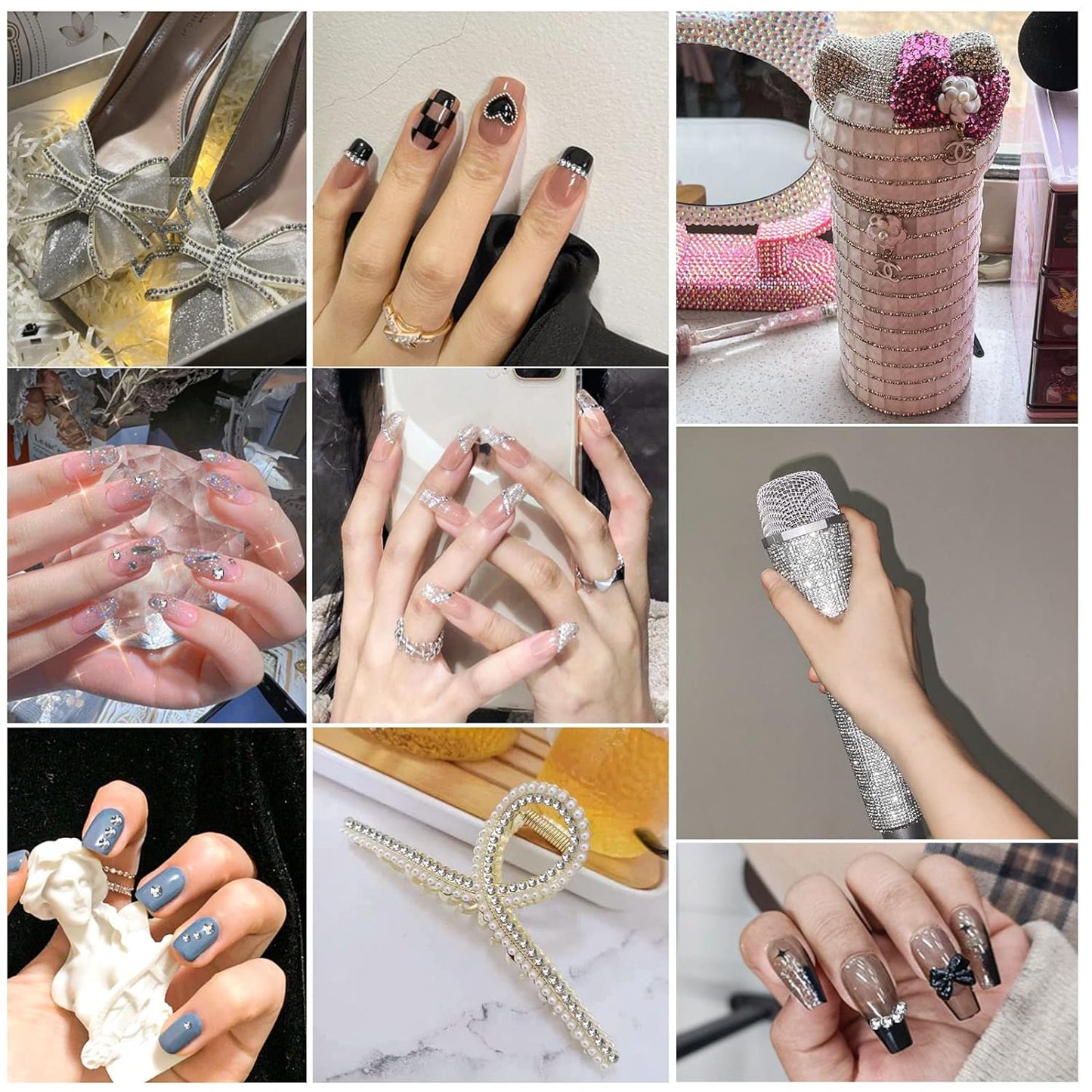 beadsland Flat Back Crystal Rhinestones Round Gems for Nail Art and Craft Glue Fix,Silver Hematite (6.4-6.6mm) SS30/288pcs