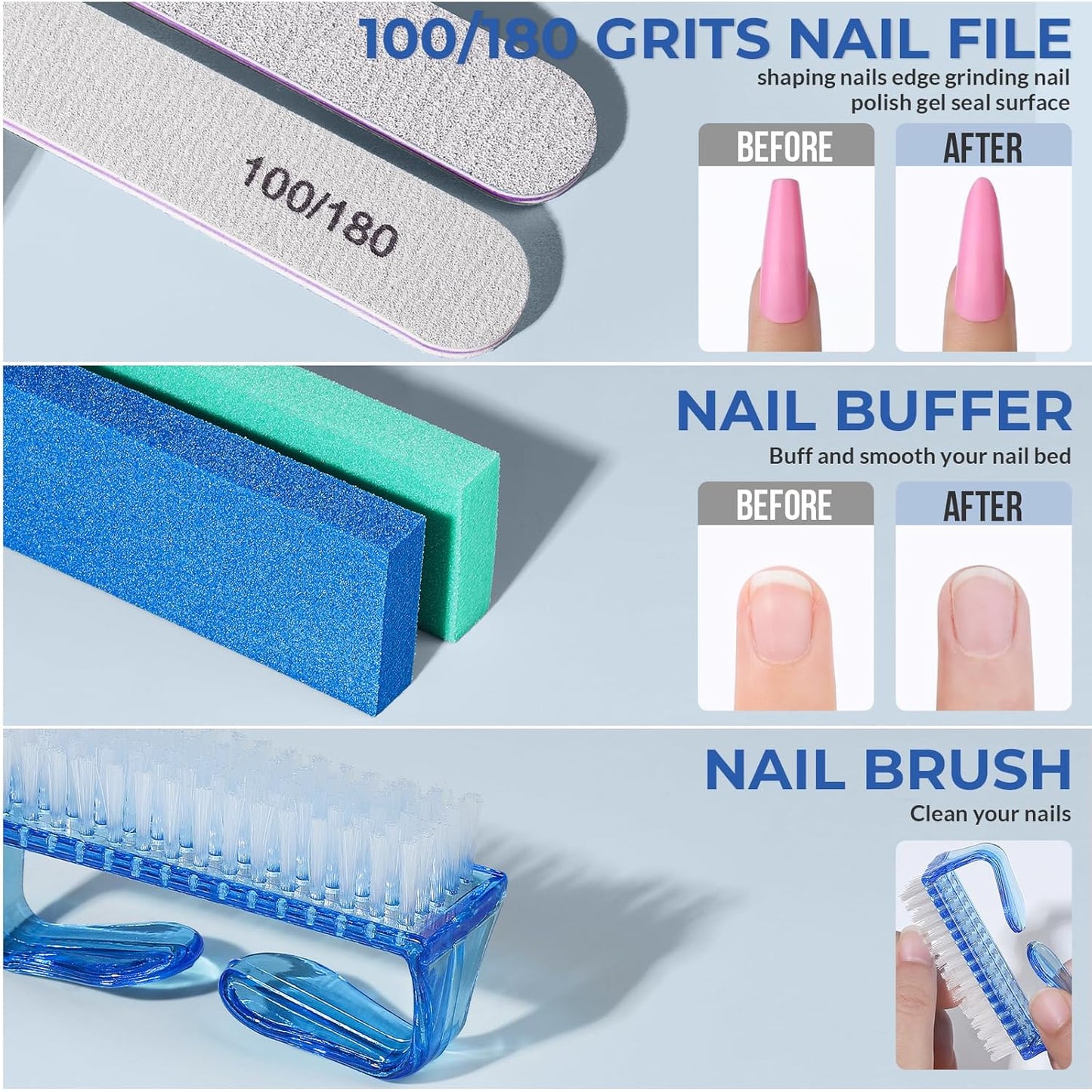 Teenitor 10Pcs Nail Soaking Bowl Kit 2 Soak Off Bowl Nail Soaking Bowl Acetone Proof Soak Off Gel Polish Remover Bowl, Cuticle Peeler Scraper Cuticle Oil Nail File Nail Buffer and Nail Brush, Lemon