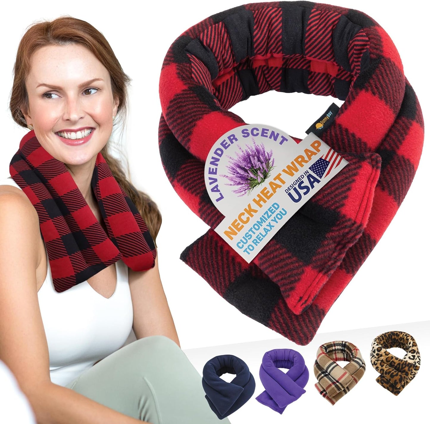 SunnyBay Microwave Heating Pad, Microwavable Heated Neck and Shoulder Wrap, Soothing Weighted Moist Heat or Ice Pack with Flaxseed and Lavender, FSA HSA Approved, 26x5 Inches, 2.5 lbs, Buffalo