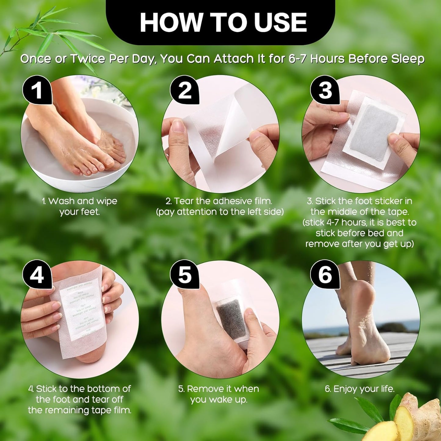 100 Foot Pads Natural Bamboo Vinegar Gingerr | Deep Cleansing Foot Paches for Stress Relief for Stress Relief, Better Rest, Feet Health Patches, Relaxing Muscles