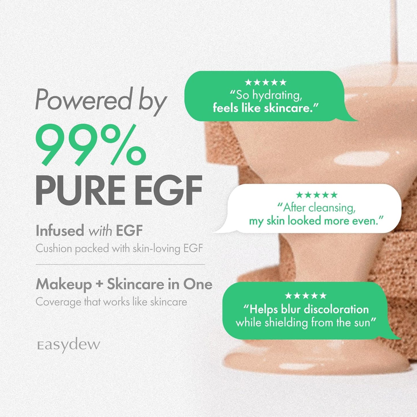 Easydew Mela B Toning Ampoule Cushion Refill - 3-in-1 Age-Defying Sun Shield Full Coverage Cushion Foundation with Niacinamide & Hyaluron-Vital C - Face Makeup Korean Skin Care 0.45 oz (#27 Golden)