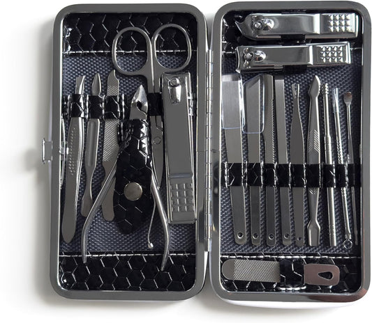 Nail Clippers Set - Fingernail and Toenail Clipper Cutters, Manicure Pedicure Kit - 18 Pieces Stainless Steel Professional Grooming Kits - Manicure Kit for Women and Men