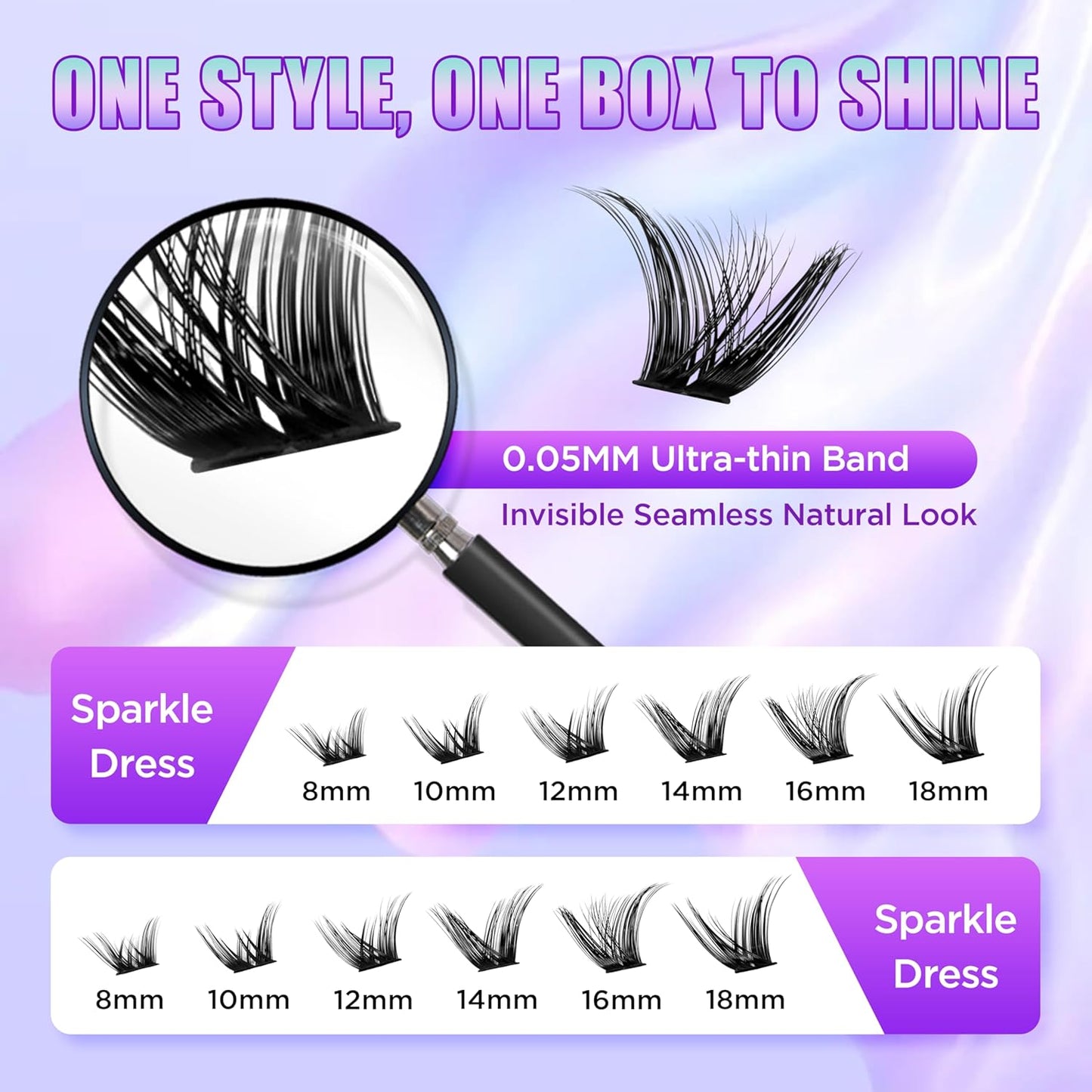 Lash Extension Kit DIY Lash Clusters Kit Eyelash Extensions Individual Lashes Extensions with (BondSeal,Tweezers,168Pcs,SparkleDress,0.07D,8-18)