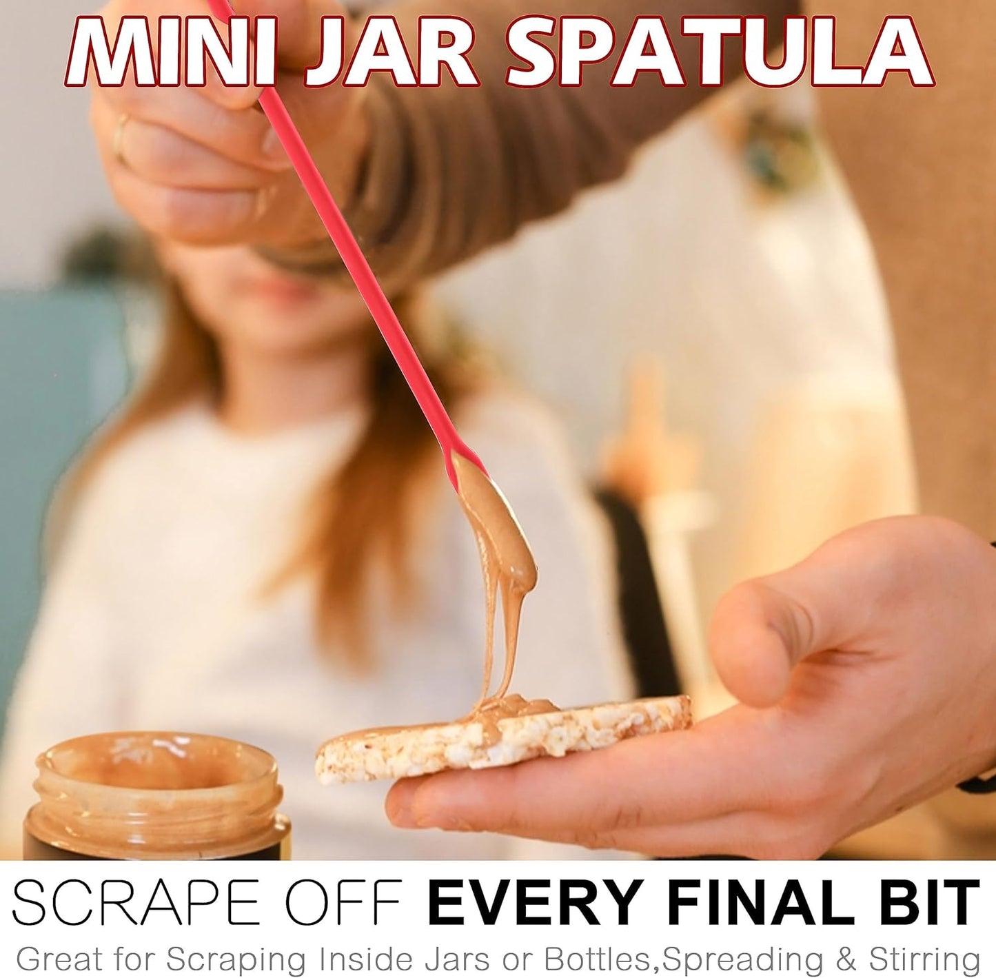 Anaeat Mini Silicone Spatulas - Set of 4 Multifunctional Small Kitchen Scraper Lotion Stirrer Tiny Makeup Beauty Spatula Reusable for Jam Jar, Cosmetic Bottles, Narrow Can and Thin Bottles (Colorful)