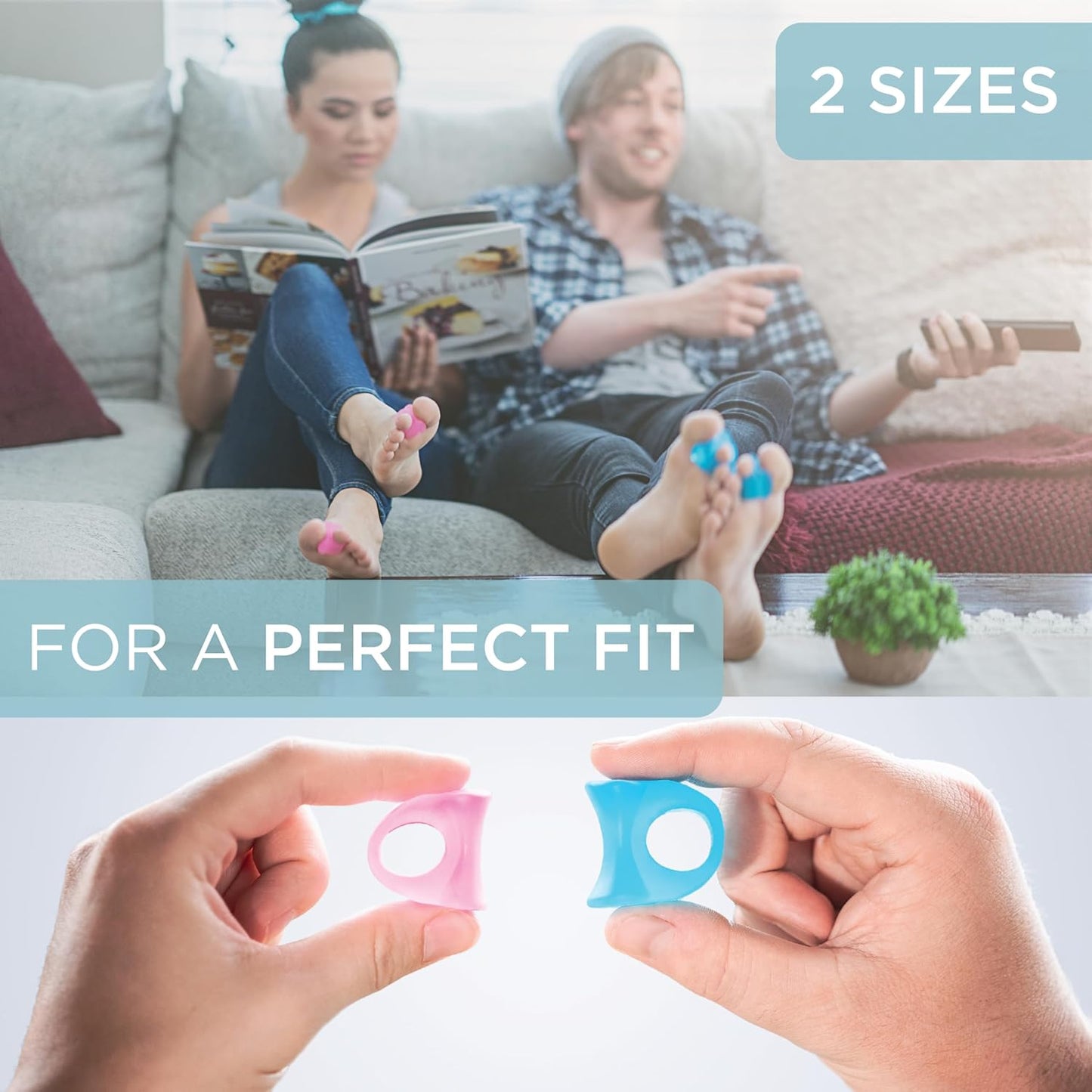 Mind Bodhi Single-Loop Toe Separators 4-Pack: Correcting Bunions and Restoring Toes to Their Original Shape - For Men and Women - Toe Spacers Bunion Corrector - Blue