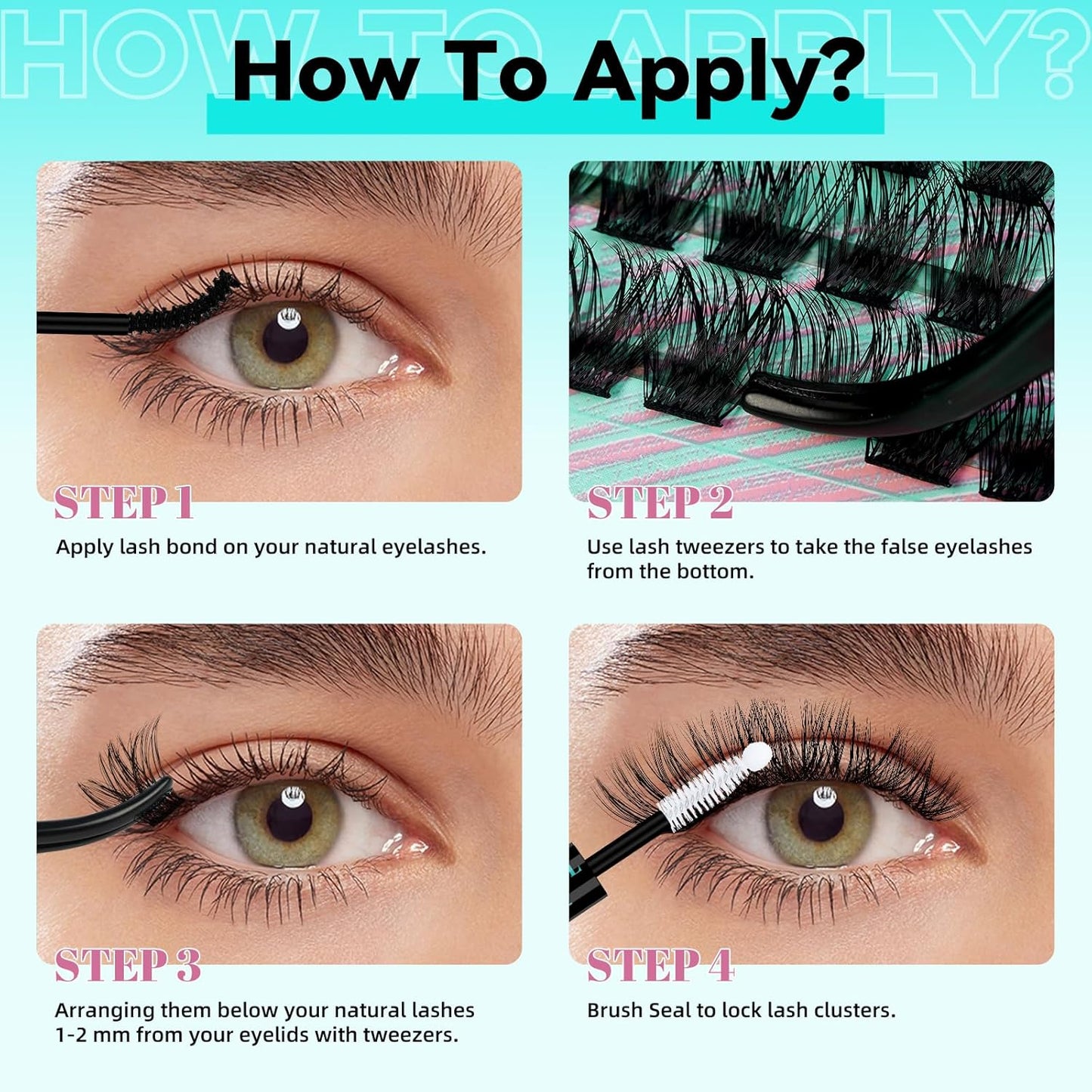 Wispy Lash Clusters Eyelash Extensions 144pcs Individual Lashes Cluster 10mm D Curl Fake Eyelash with Thin Band DIY Cluster Lashes At Home For Beginners (D-10mm)