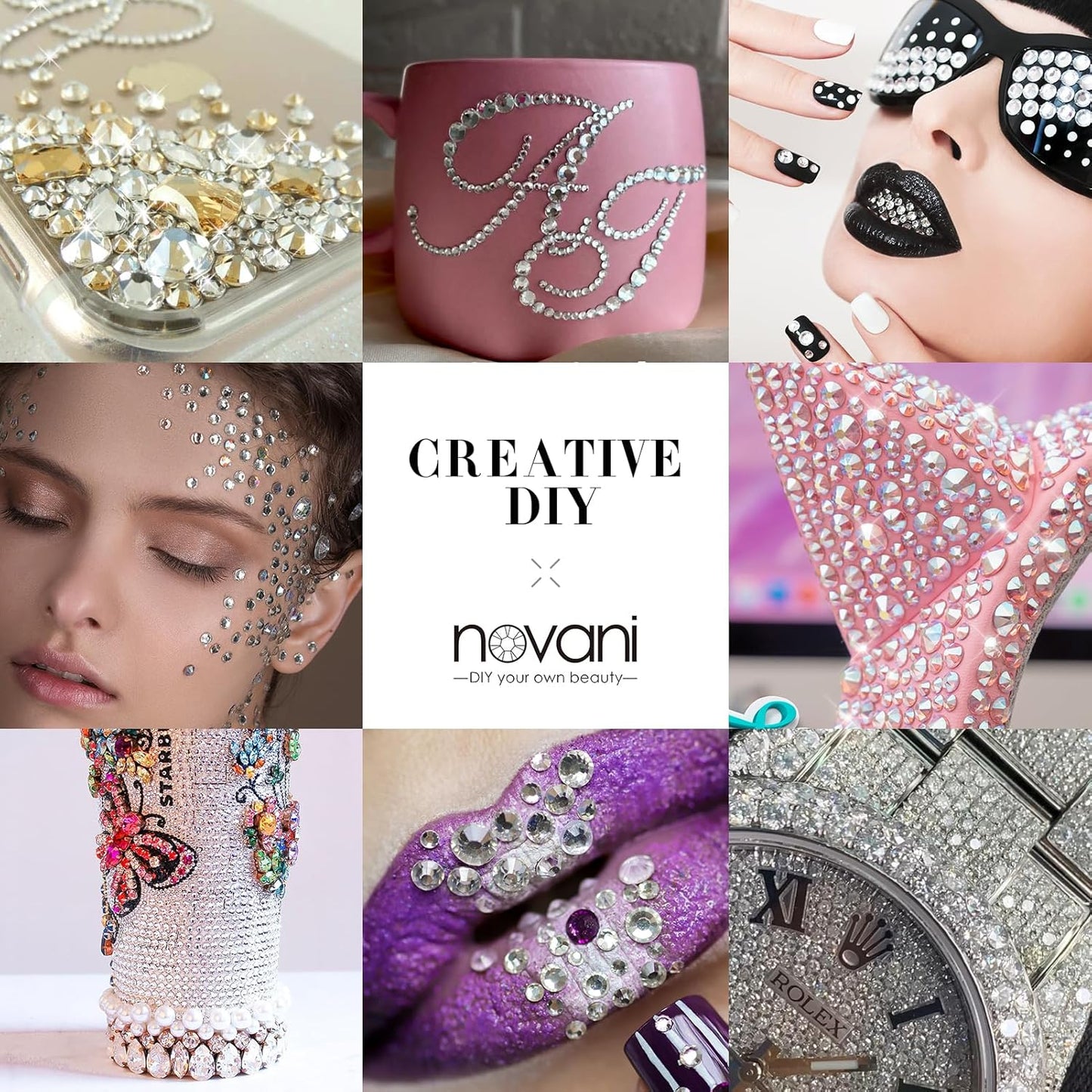 Novani 500pcs Clear Rhinestones Flat Back Round Rhinestone Style 2088 Sparkly Crystal Gemstones for Nail Art and Crafting,SS20(4.6-4.8mm