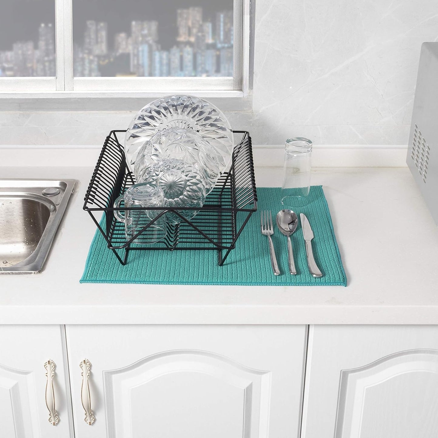 Absorbent, Reversible Microfiber Dish Drying Mat for Kitchen, 18 Inch x 24 Inch