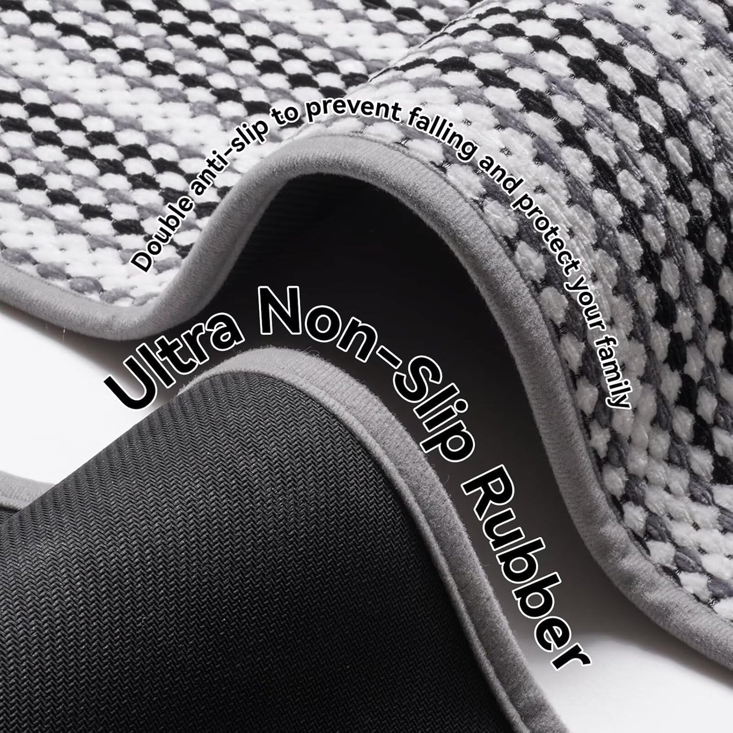 YDKGLSuper Absorbent Non Slip Bath Mats for Bathroom,FloorShower,Sink.Machine Washable Bathroom Rugs,Rubber Backed Bathroom Mats，Ultra Soft (Black 24x35)