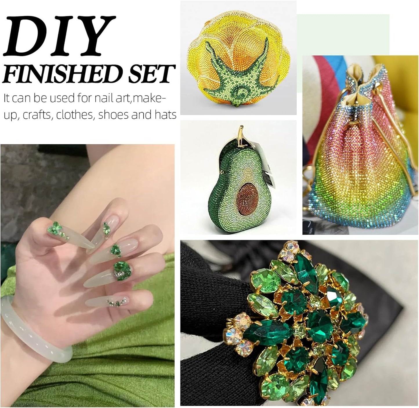 Light Green Flatback Rhinestones, Glass Rhinestones for Nail Art and Craft, Glue Fix, Loose Crystal Gemstones(Lt.Green, SS12, 1440pcs, 2.9-3.0mm)