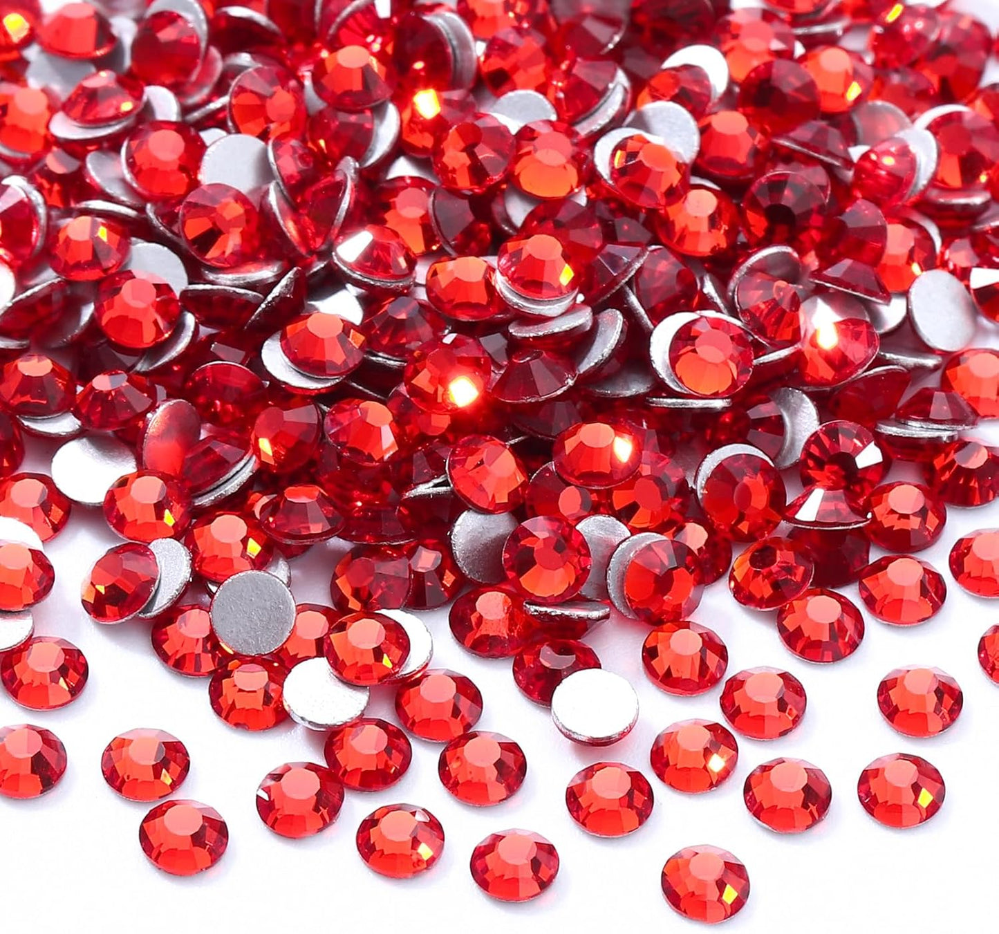 Red Flatback Rhinestones, Glass Rhinestones for Nail Art and Craft, Glue Fix, Loose Crystal Gemstones(Red, SS4, 2880pcs, 1.5-1.7mm)