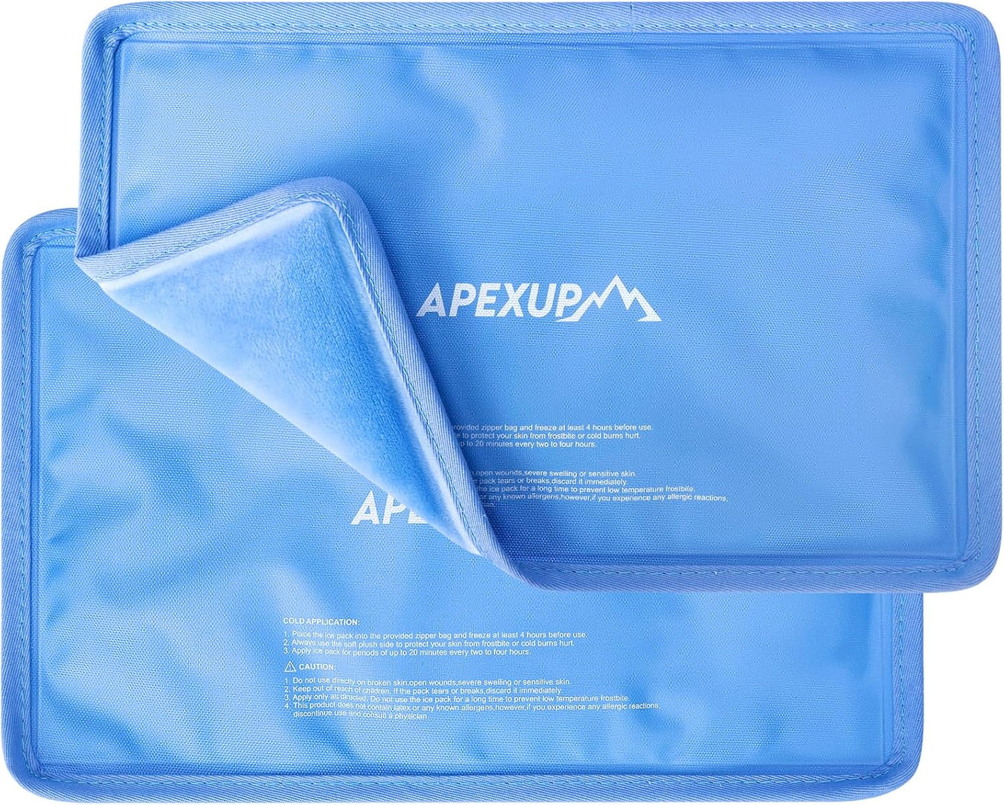APEXUP Gel Ice Packs for Injuries Reusable, Flexible Double Sided Cold Packs for Injuries, Ice Pack for Knee, Shoulder, Back, Hip, Leg, Arm (Blue, S, 2PK)