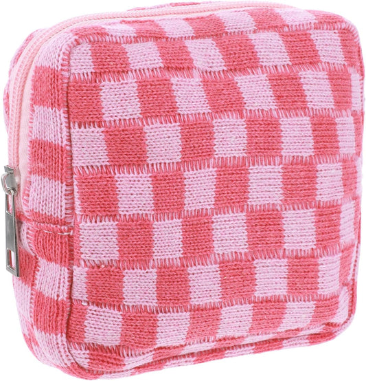 Period Pouch, Checkered Portable Period Bag Sanitary Napkin Storage Bag Tampon Storage Pouch for Women Ladies Daily Use Storages Purse Travel(1 Pcs)