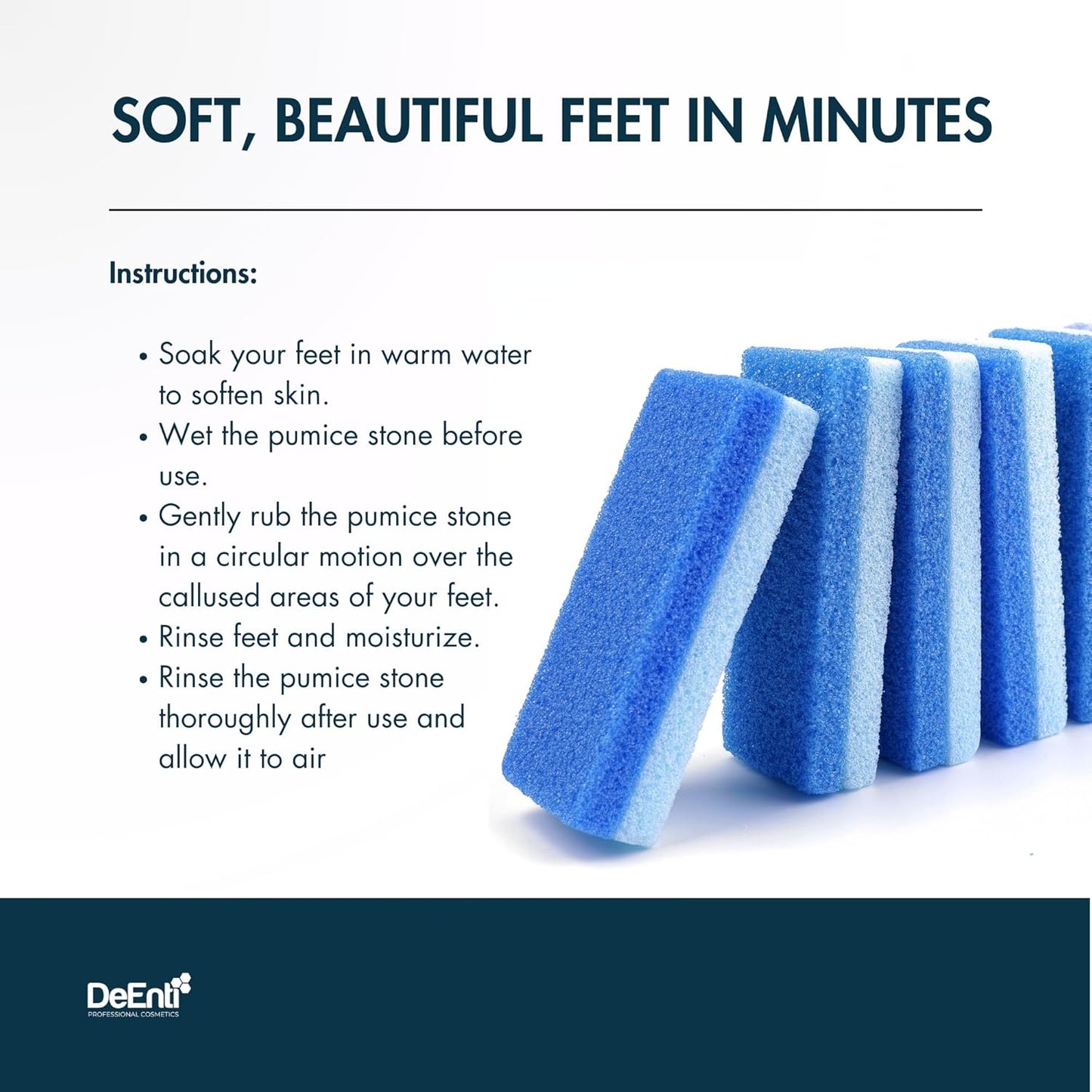 DeEnti Pumice Stones, Pack of 6 Professional Grade Pumice Stone for Feet, Salon Quality Foot Callus Remover, Double Sided Foot Scraper, Home Manicure and Pedicure Tools