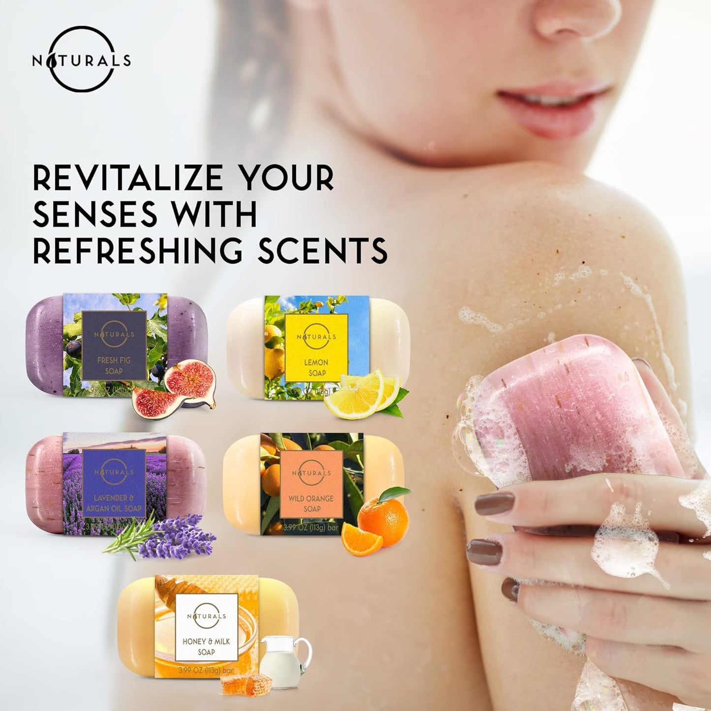 O NATURALS 100% Natural Bar Soap - Gift Set - Organic Ingredients & Essential Oils - Spa Gifts for Women & Men, Body Wash & Face Soap - 10PC Natural Soap Gift Set