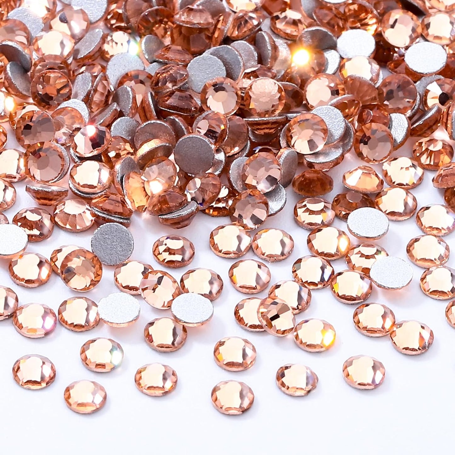 Champagne Flatback Rhinestones, Glass Rhinestones for Nail Art and Craft, Glue Fix, Loose Crystal Gemstones(Champagne, SS6, 2880pcs, 1.9-2.0mm)