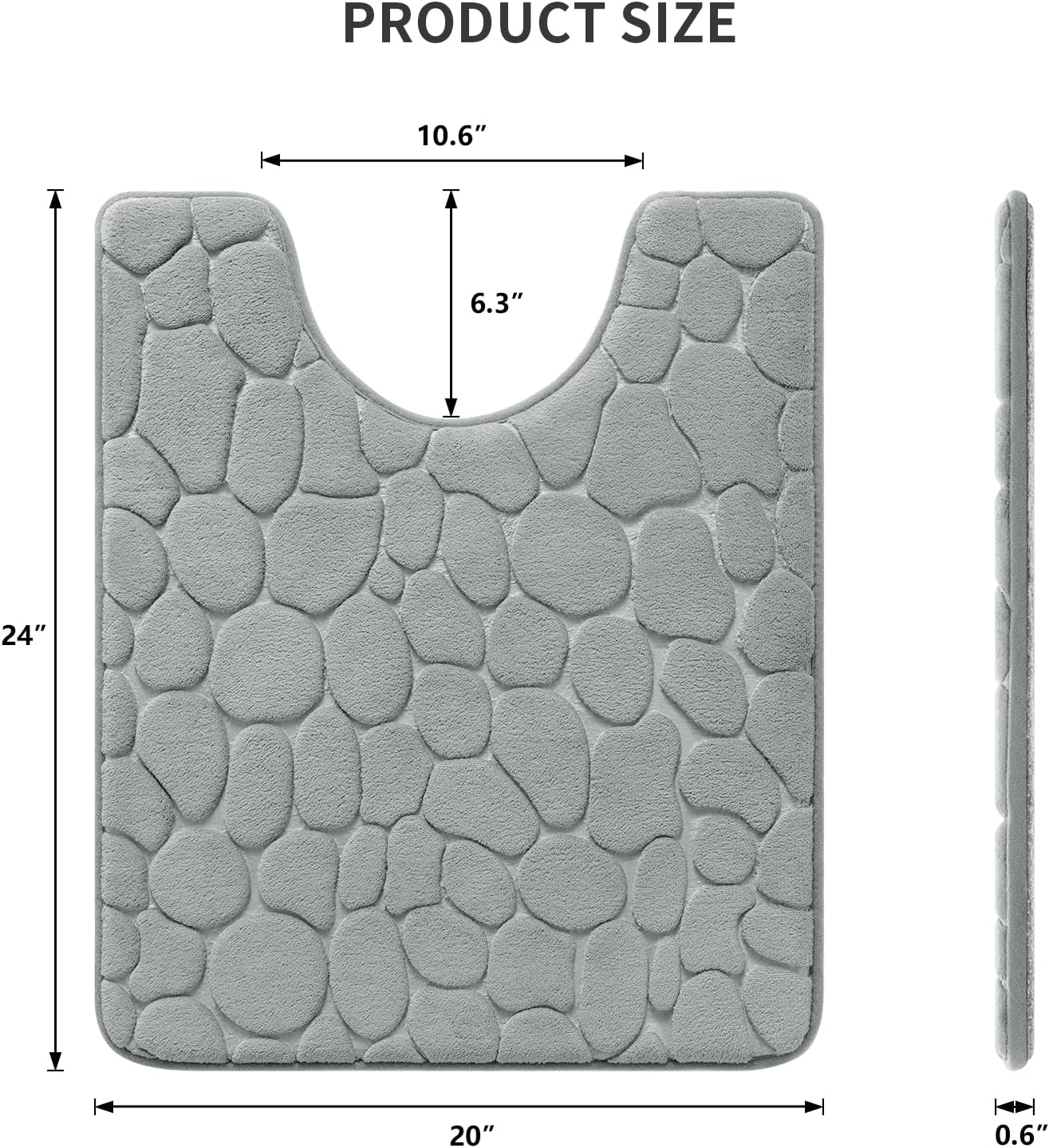 YIHOUSE Memory Foam Bath Mat Cobblestone Bathroom Rugs Super Water Absorbent Bath Mats for Bathroom Machine Washable Bath Rugs(20 x 24,Light Gray)