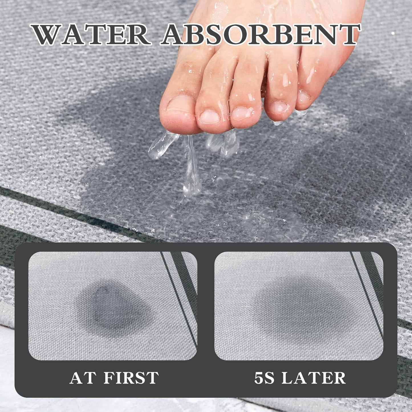 chakme Bathroom Rugs Mat 24x17, Ultra Thin Non Slip Bath Mat Small Quick Dry Absorbent Bath Mat for Bathroom, (Light Grey, 24"x17")