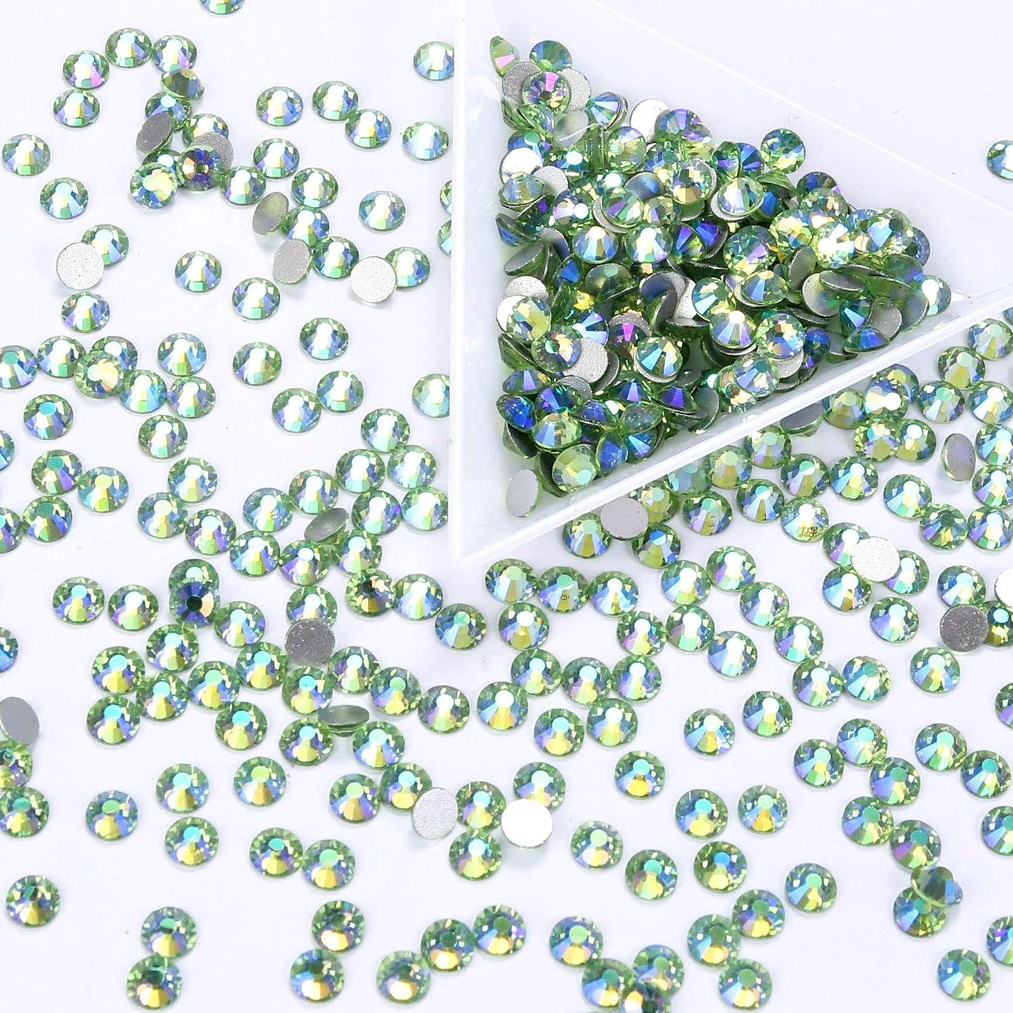 1440Pcs Light-green Ab Crystal Rhinestones,Glass Flatback Rhinestones Gemstones Small for Nail Face Makeup Art Crafts Clothes Decoration-(SS10,2.8mm,Light-green Ab)