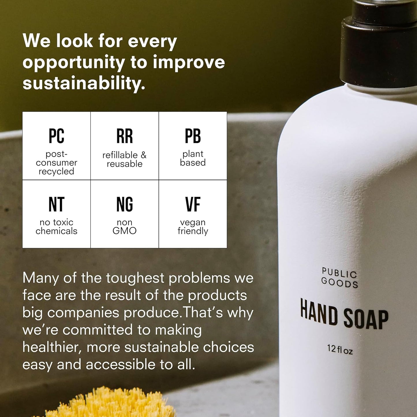 Public Goods Hand Soap | Cleansing Soap for Kitchen & Bathroom | Made with Natural Essential Oils | Paraben & Sulfate Free | Vegan Friendly | Made in Canada | 12 Fl Oz Bottle with Dispenser Pump